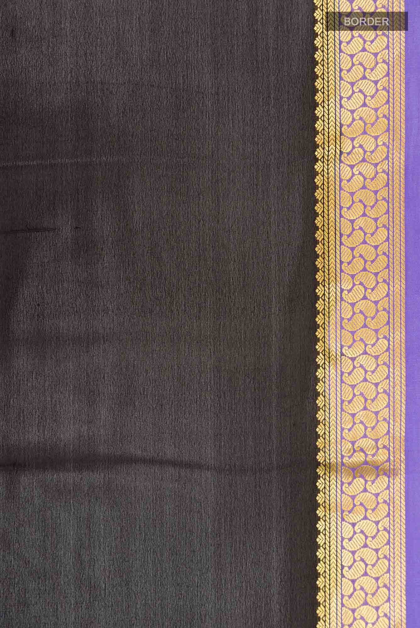 Black Mysore Crepe Saree