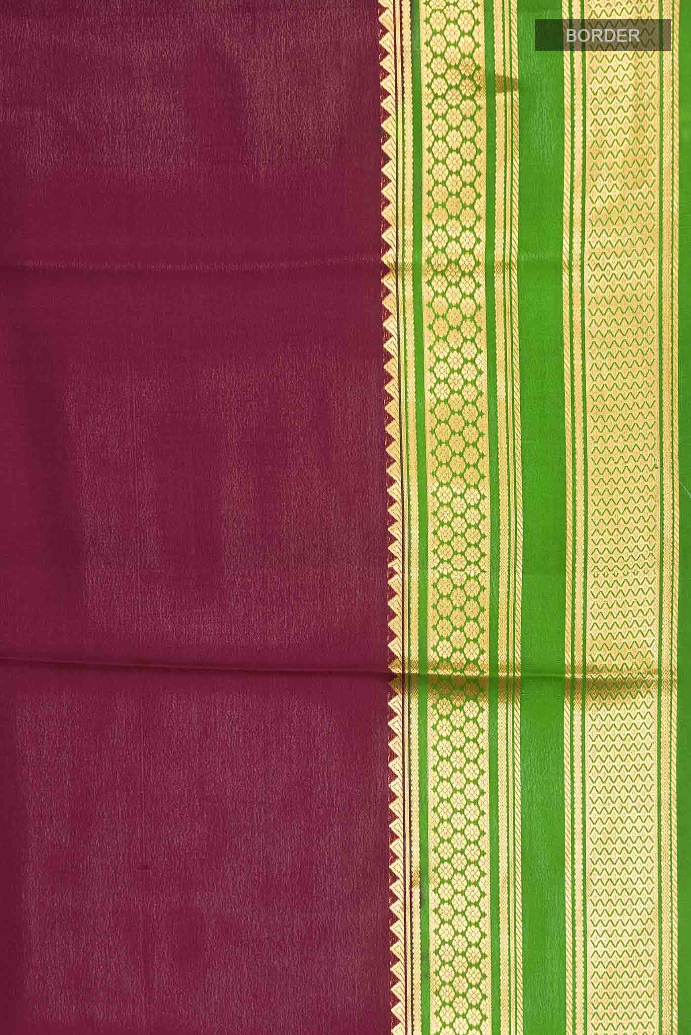 Maroon Mysore Crepe Saree