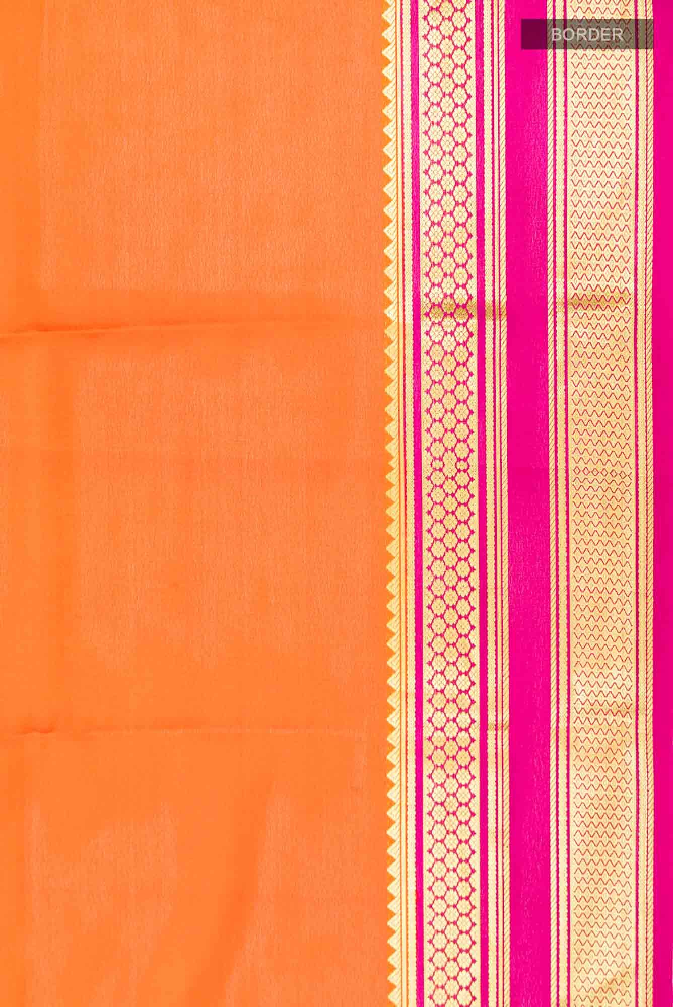 Orange Mysore Crepe Saree