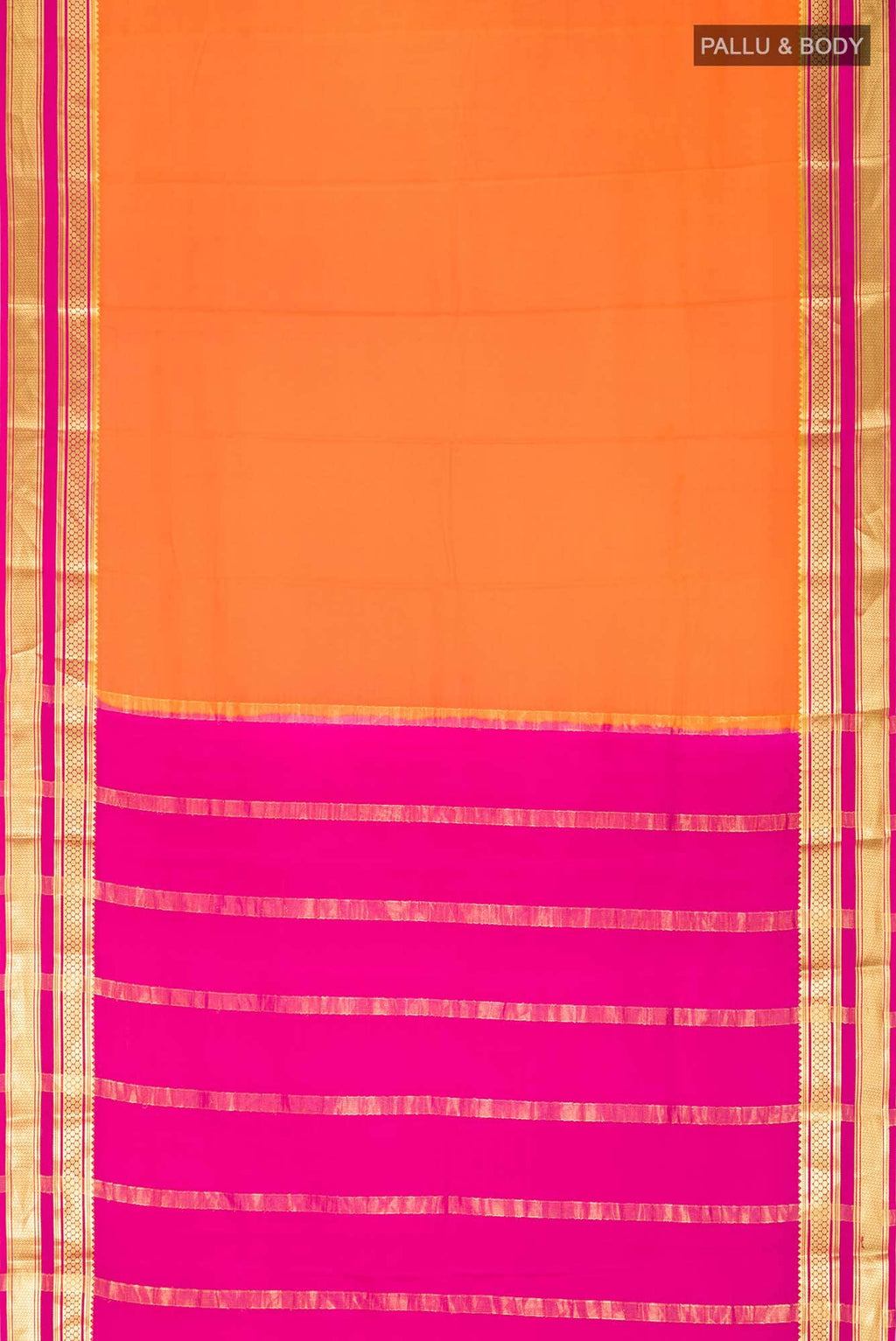 Orange Mysore Crepe Saree