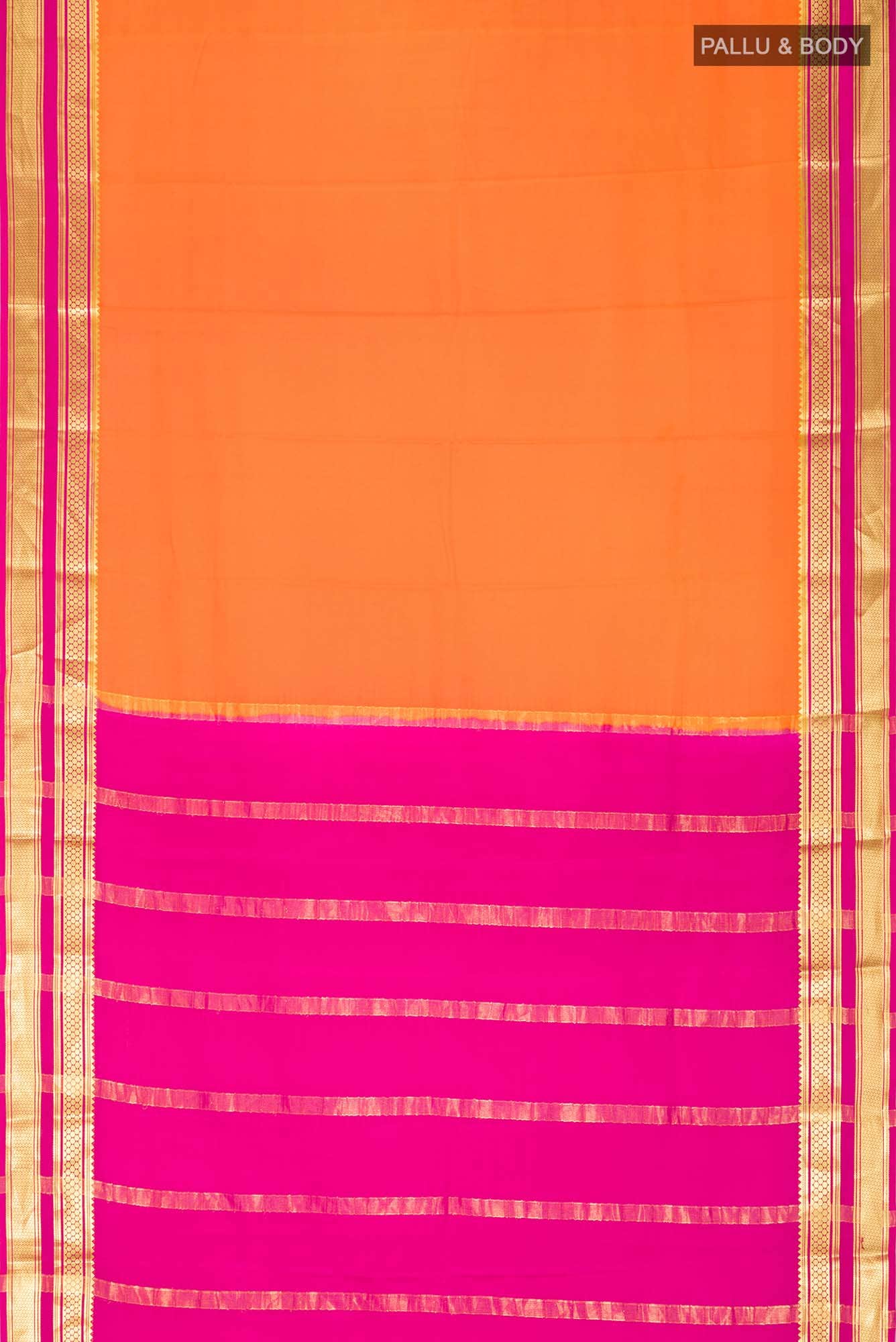 Orange Mysore Crepe Saree