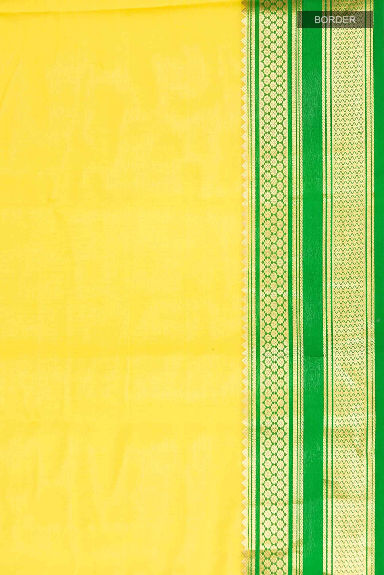 Yellow Mysore Crepe Saree