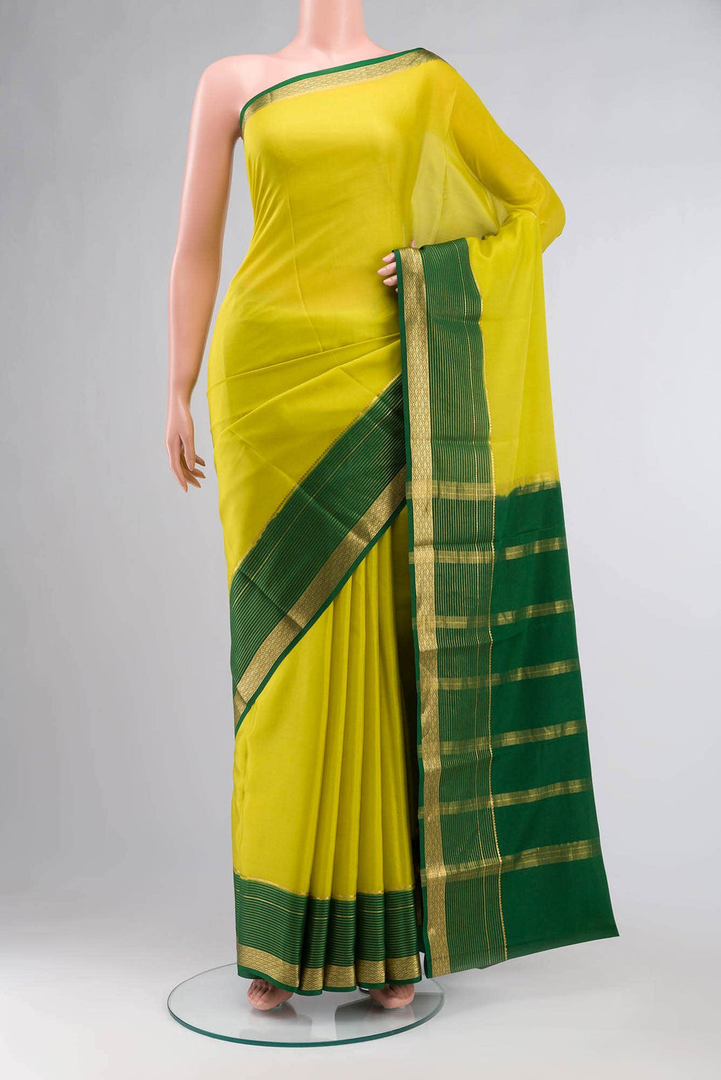 Green Mysore Crepe Saree