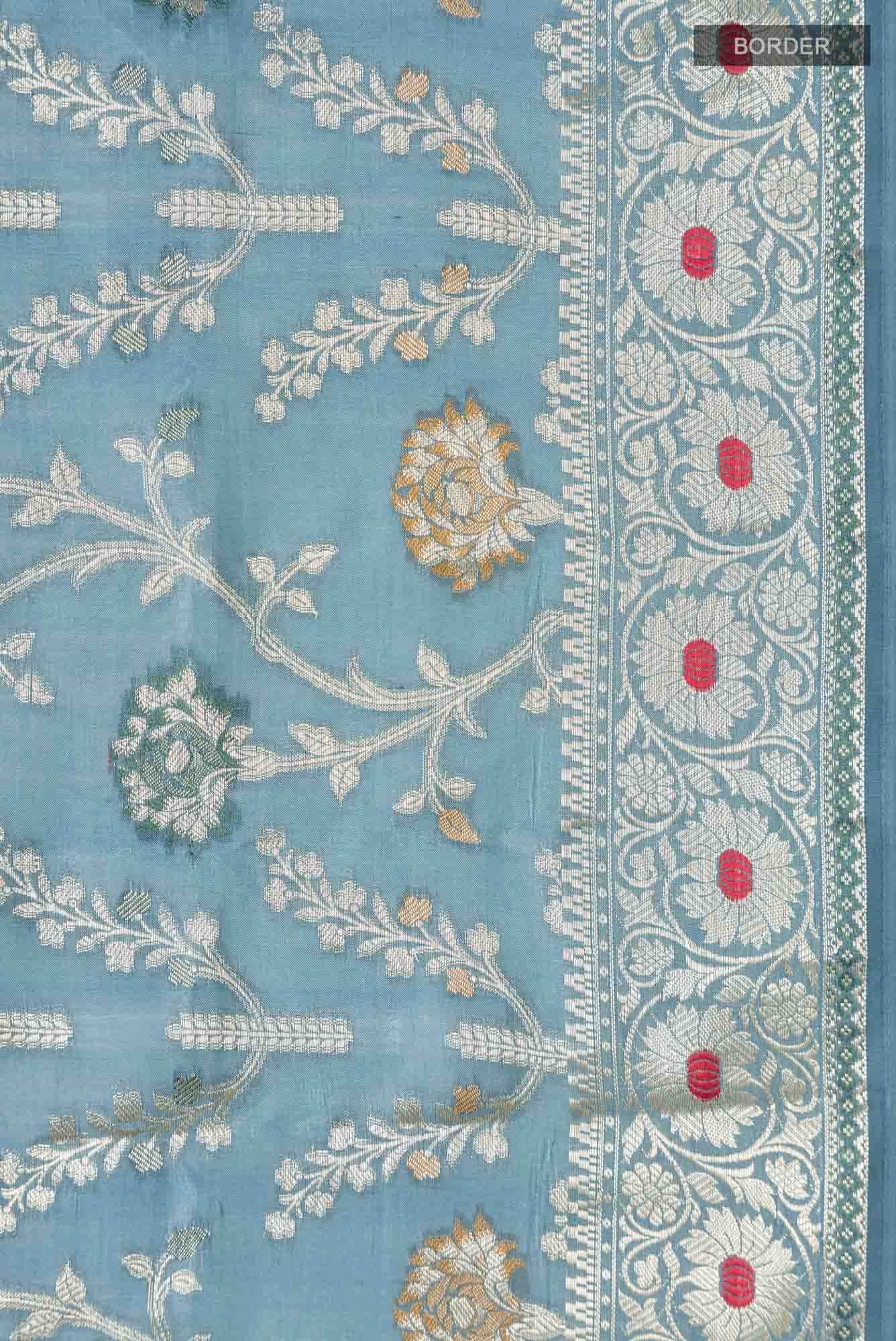Blue Banarasi Raw Silk Saree