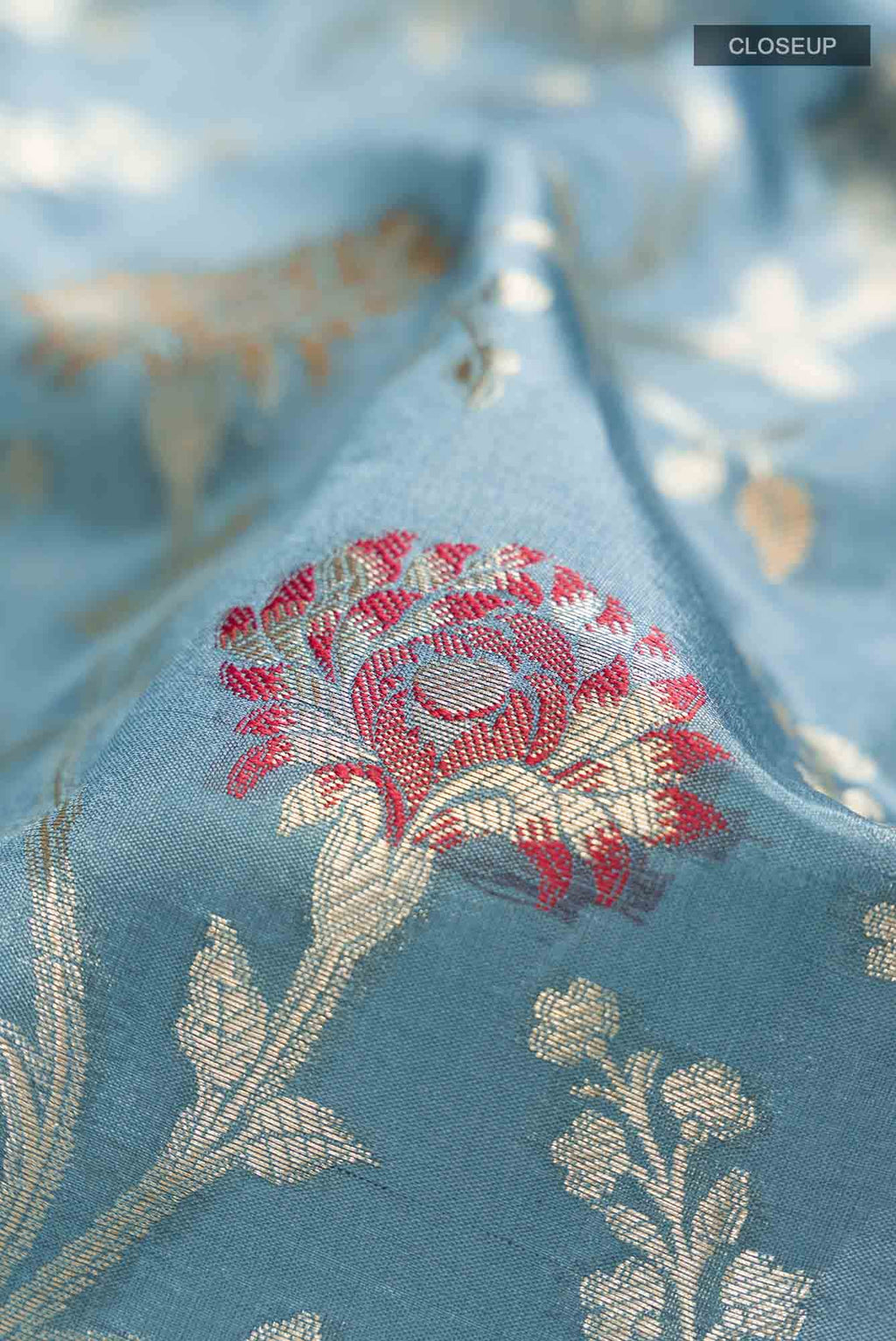 Blue Banarasi Raw Silk Saree