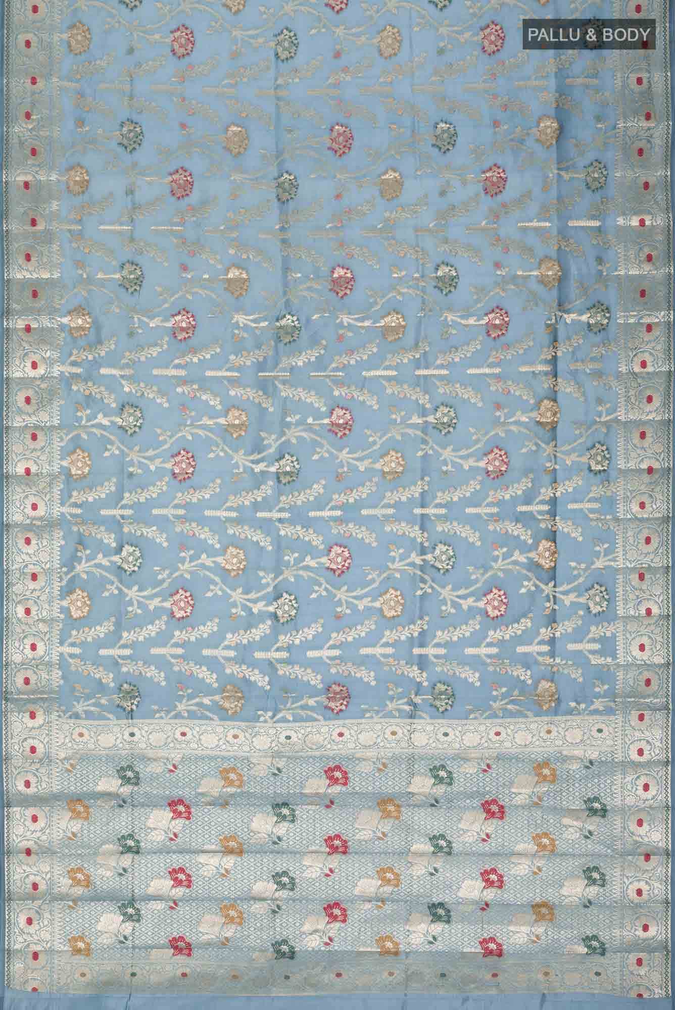 Blue Banarasi Raw Silk Saree