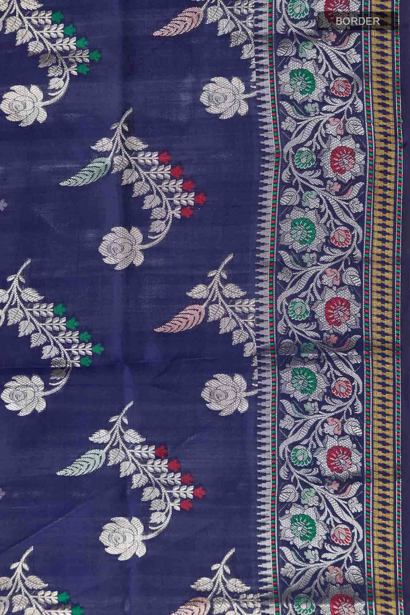 Blue Banarasi Raw Silk Saree