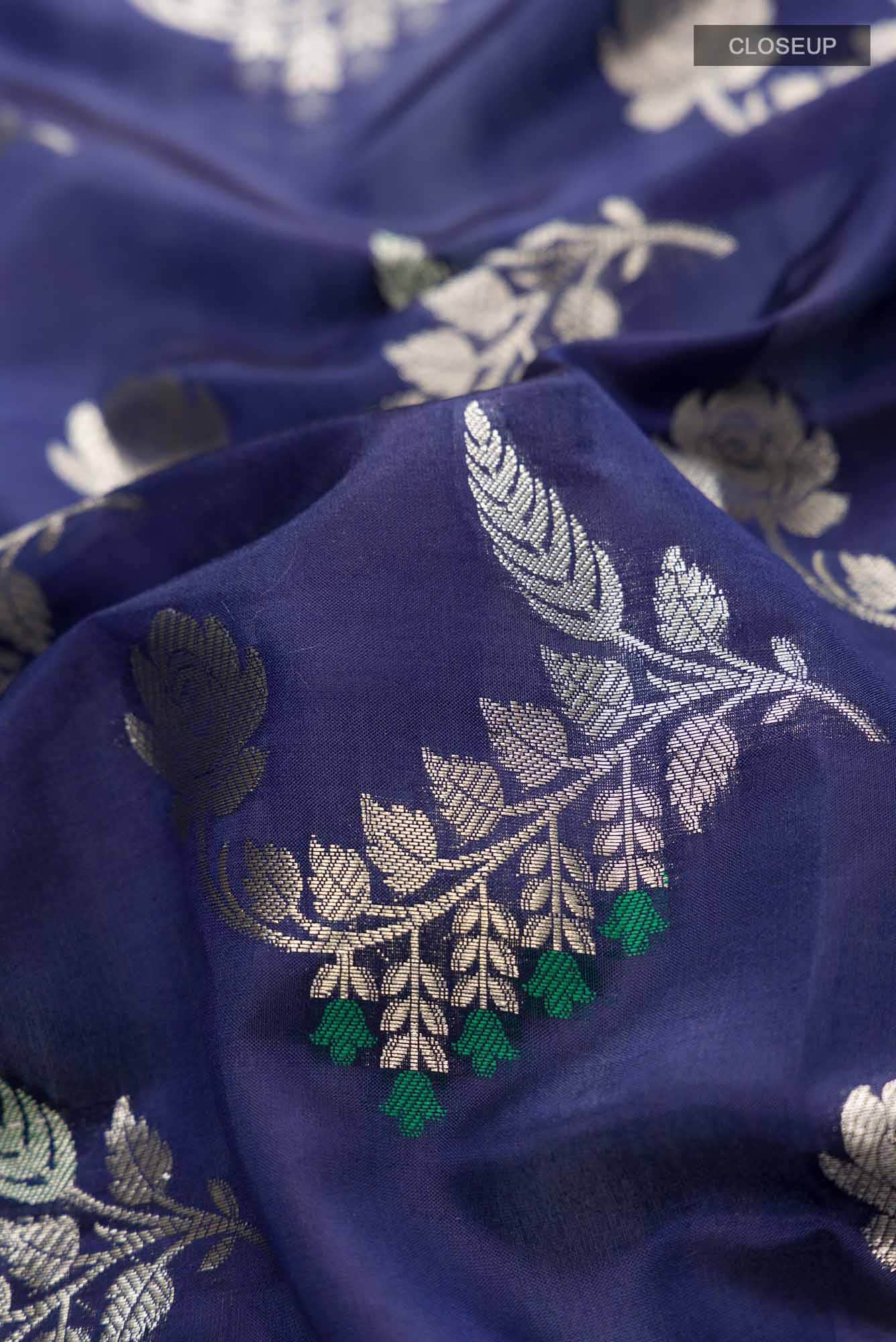 Blue Banarasi Raw Silk Saree