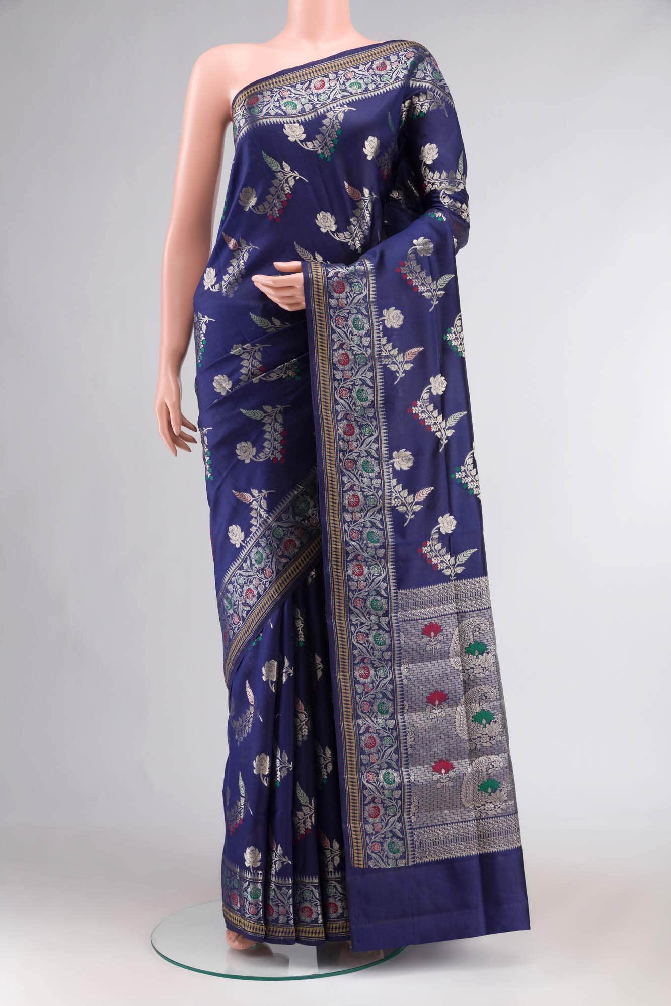Blue Banarasi Raw Silk Saree