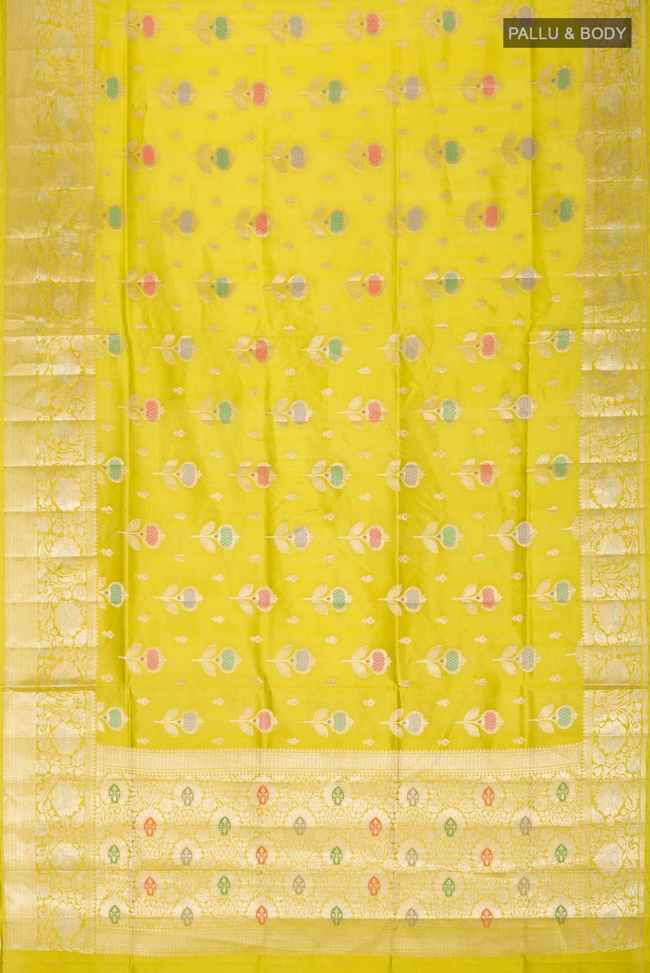 Green Banarasi Raw Silk Saree