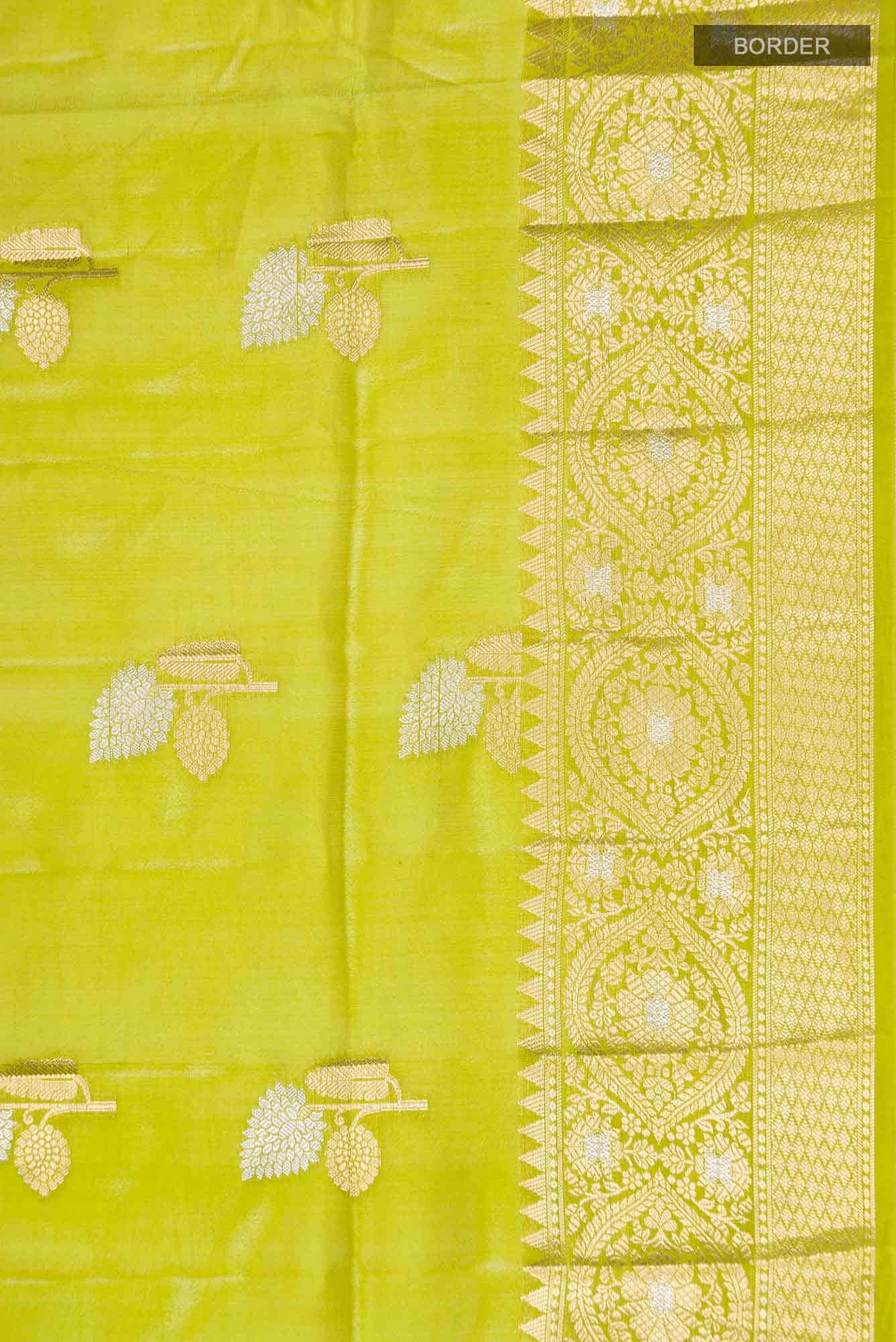Green Banarasi Raw Silk Saree