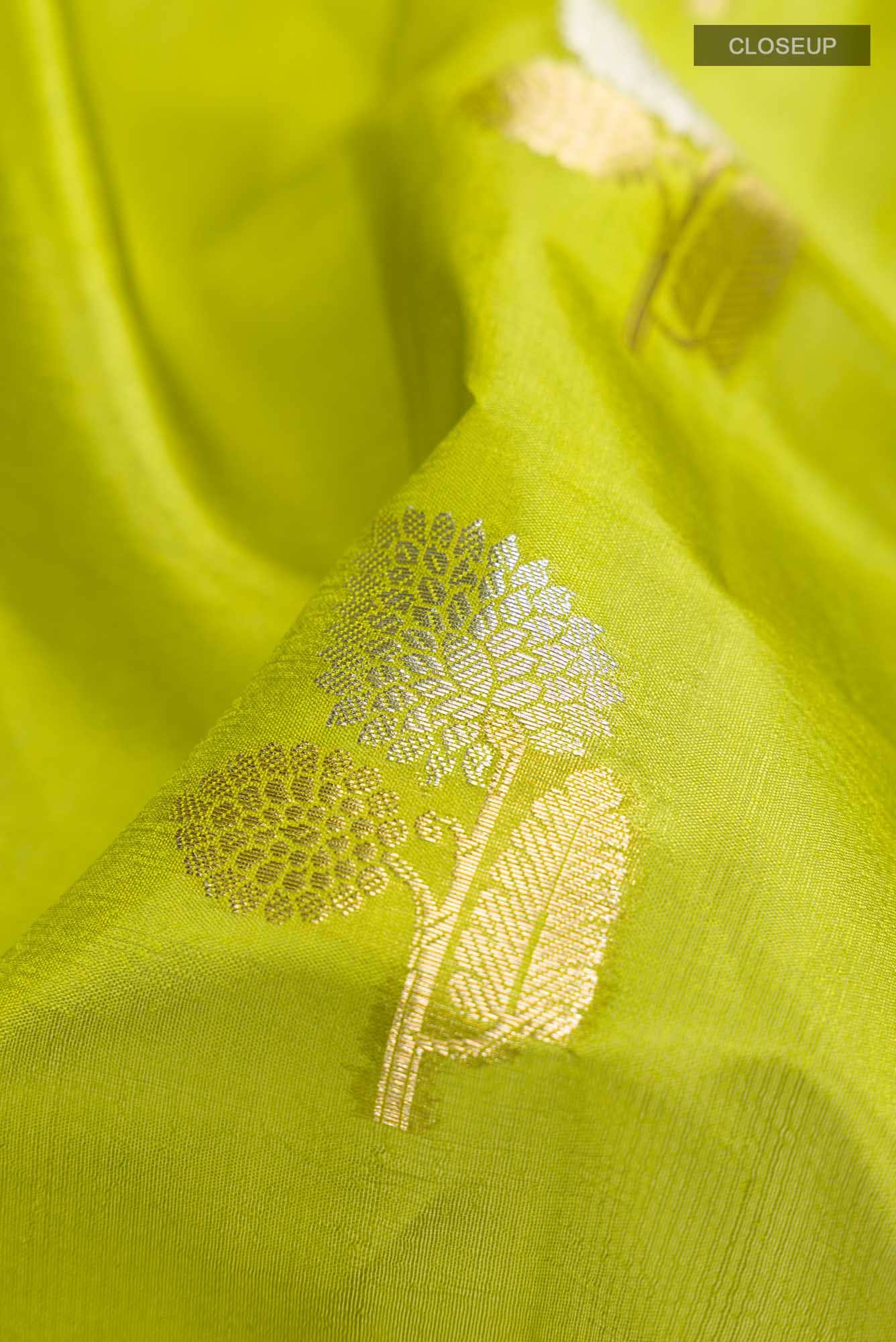 Green Banarasi Raw Silk Saree