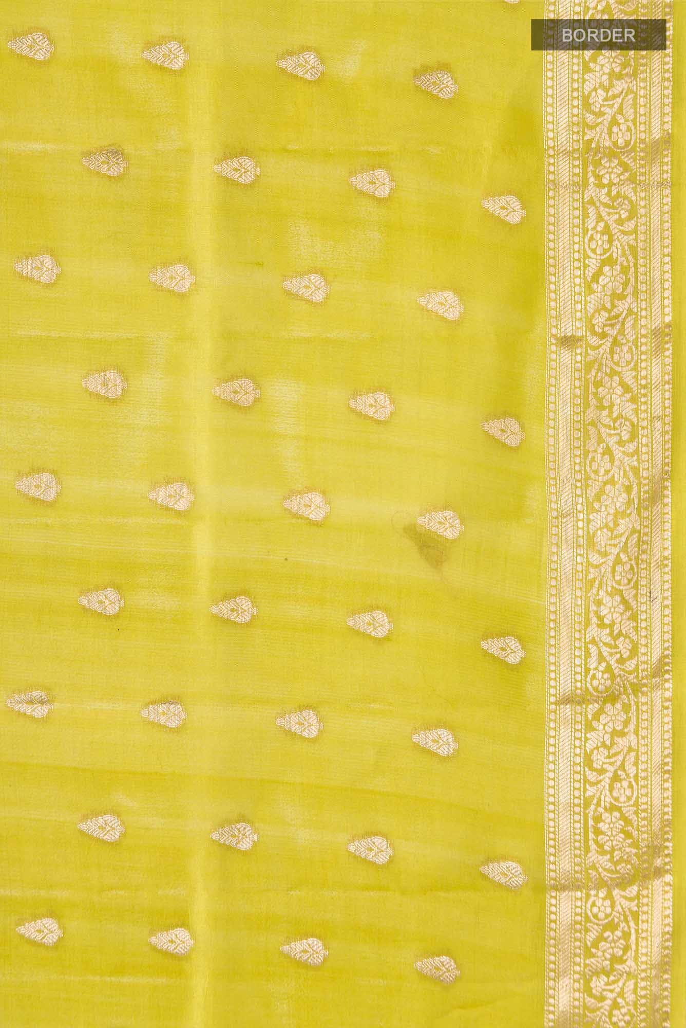 Green Banarasi Raw Silk Saree