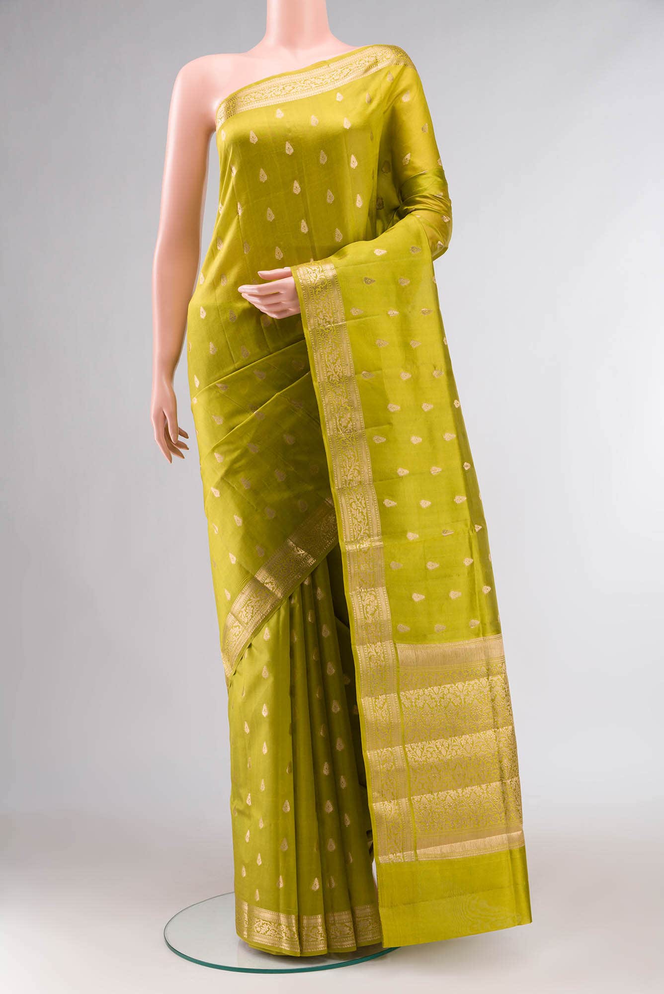 Green Banarasi Raw Silk Saree