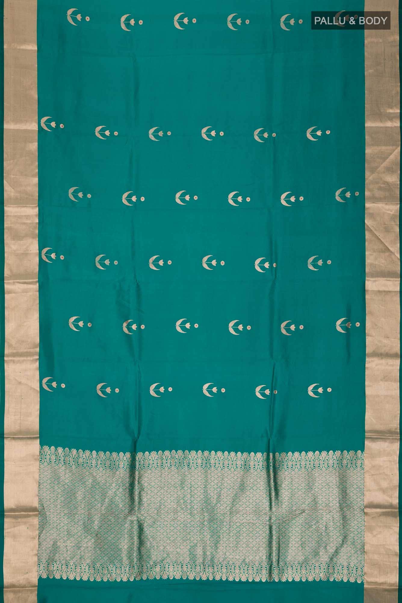 Teal Banarasi Katan Silk Saree