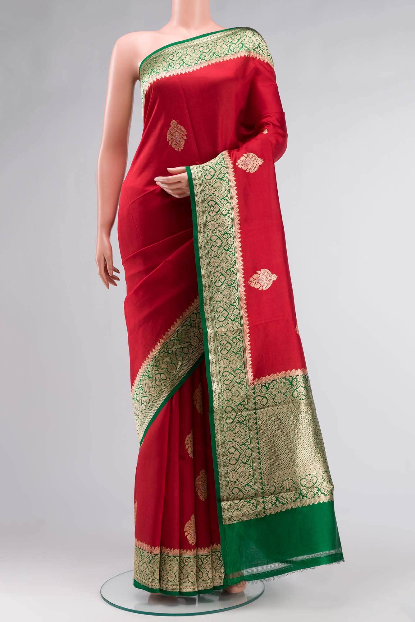 Red Banarasi Katan Silk Saree