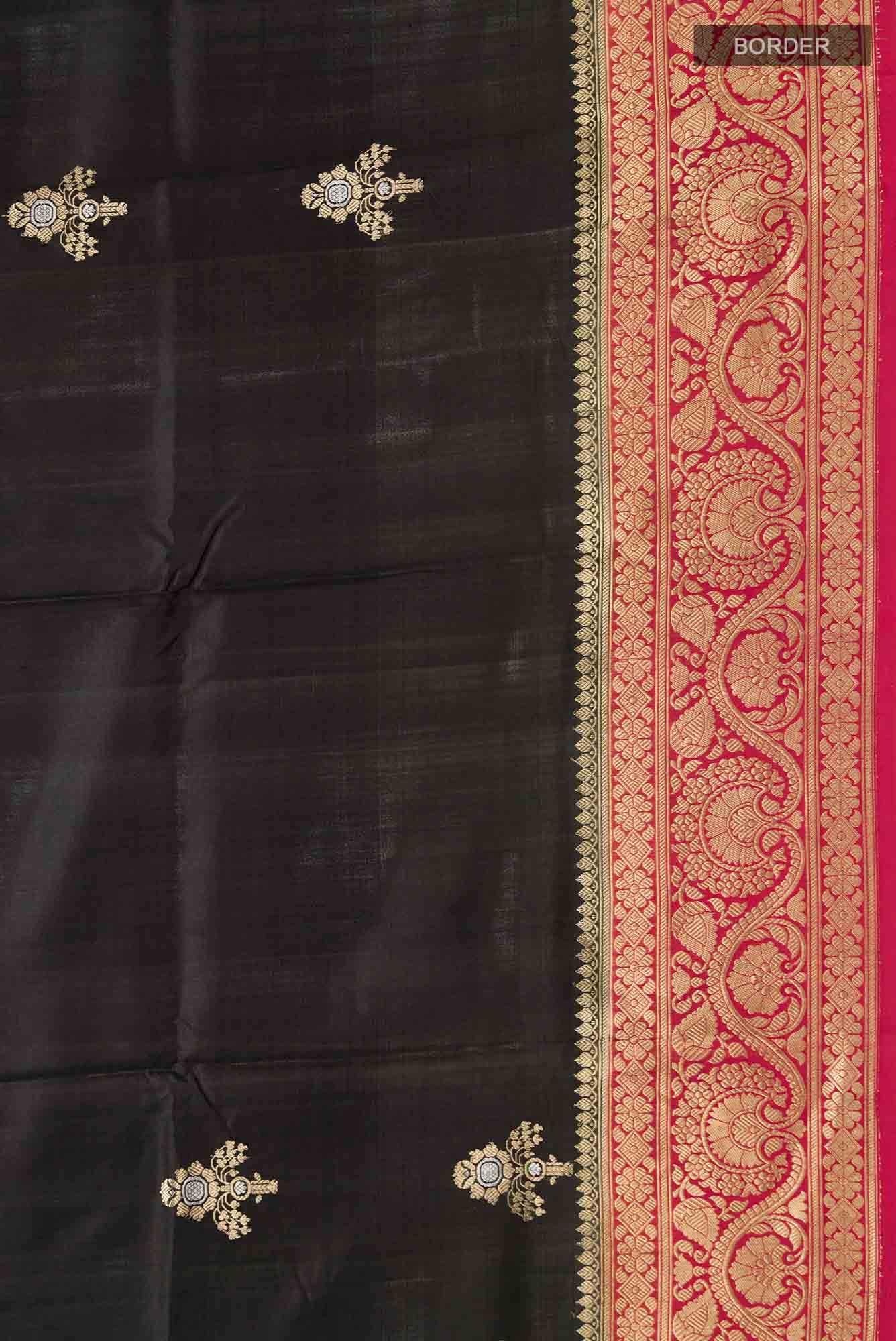 Black Banarasi Katan Silk Saree