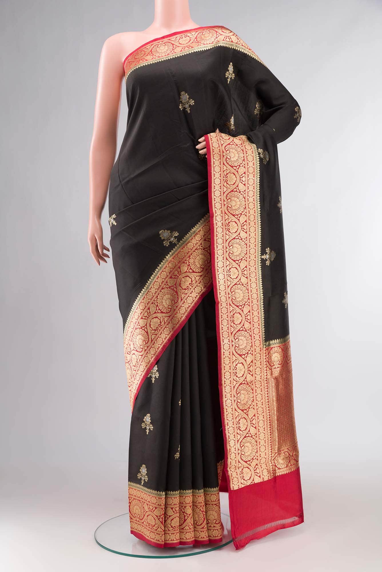 Black Banarasi Katan Silk Saree