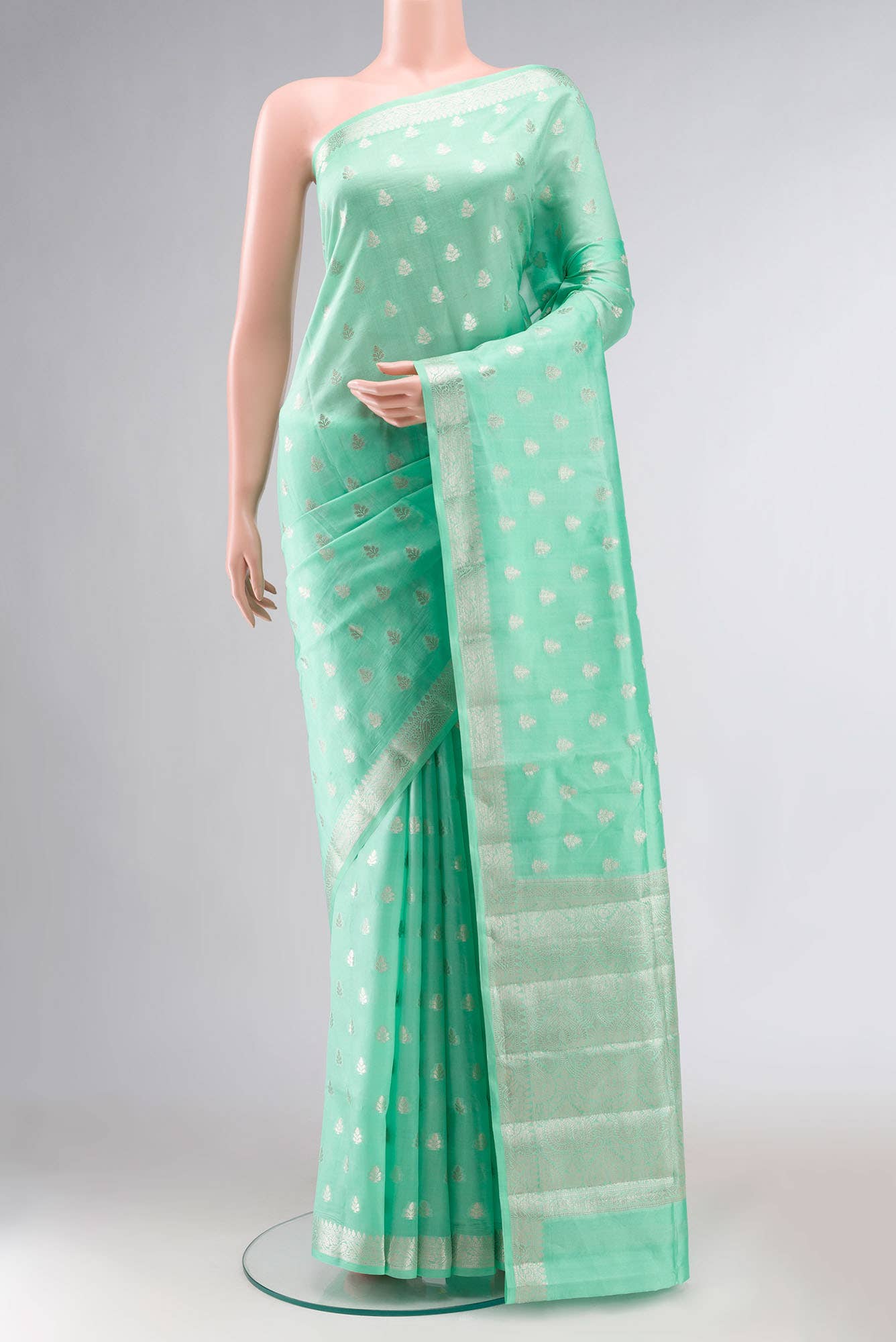 Green Banarasi Raw Silk Saree