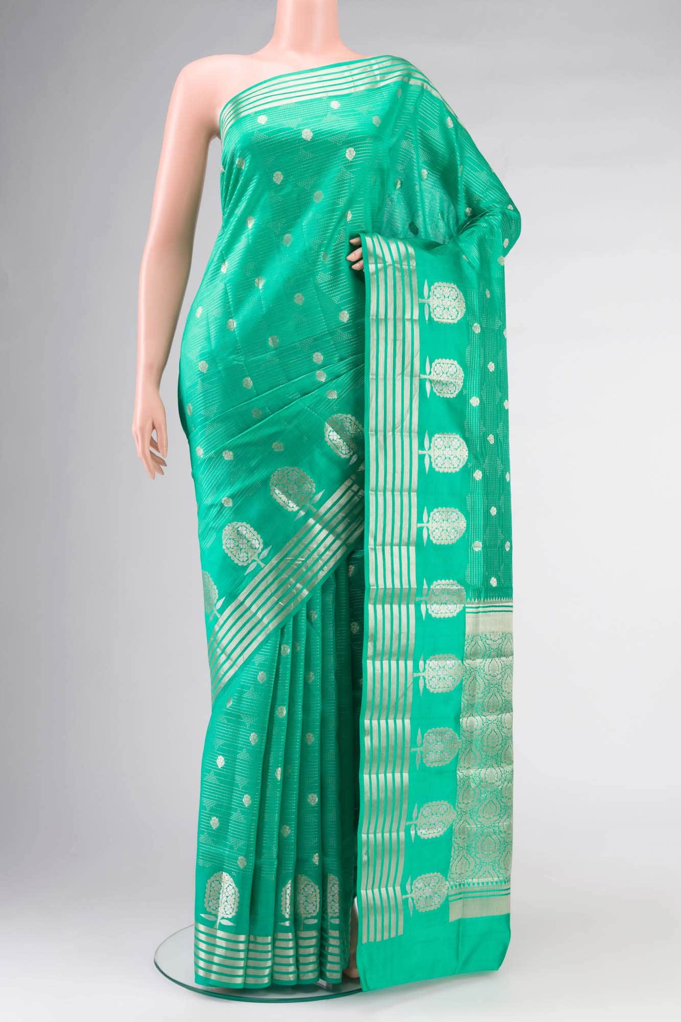 Green Banarasi Raw Silk Saree