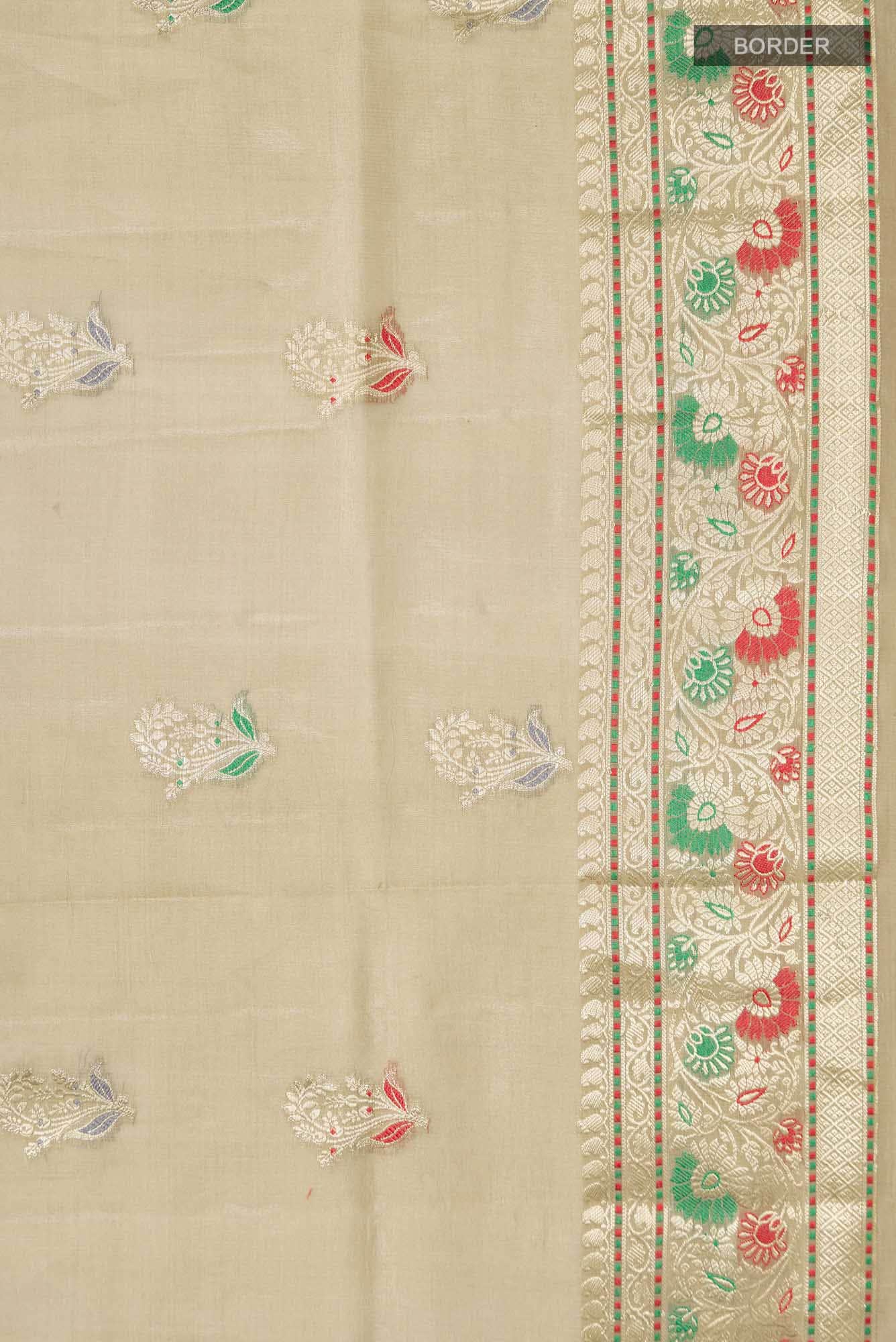 Beige Banarasi Raw Silk Saree