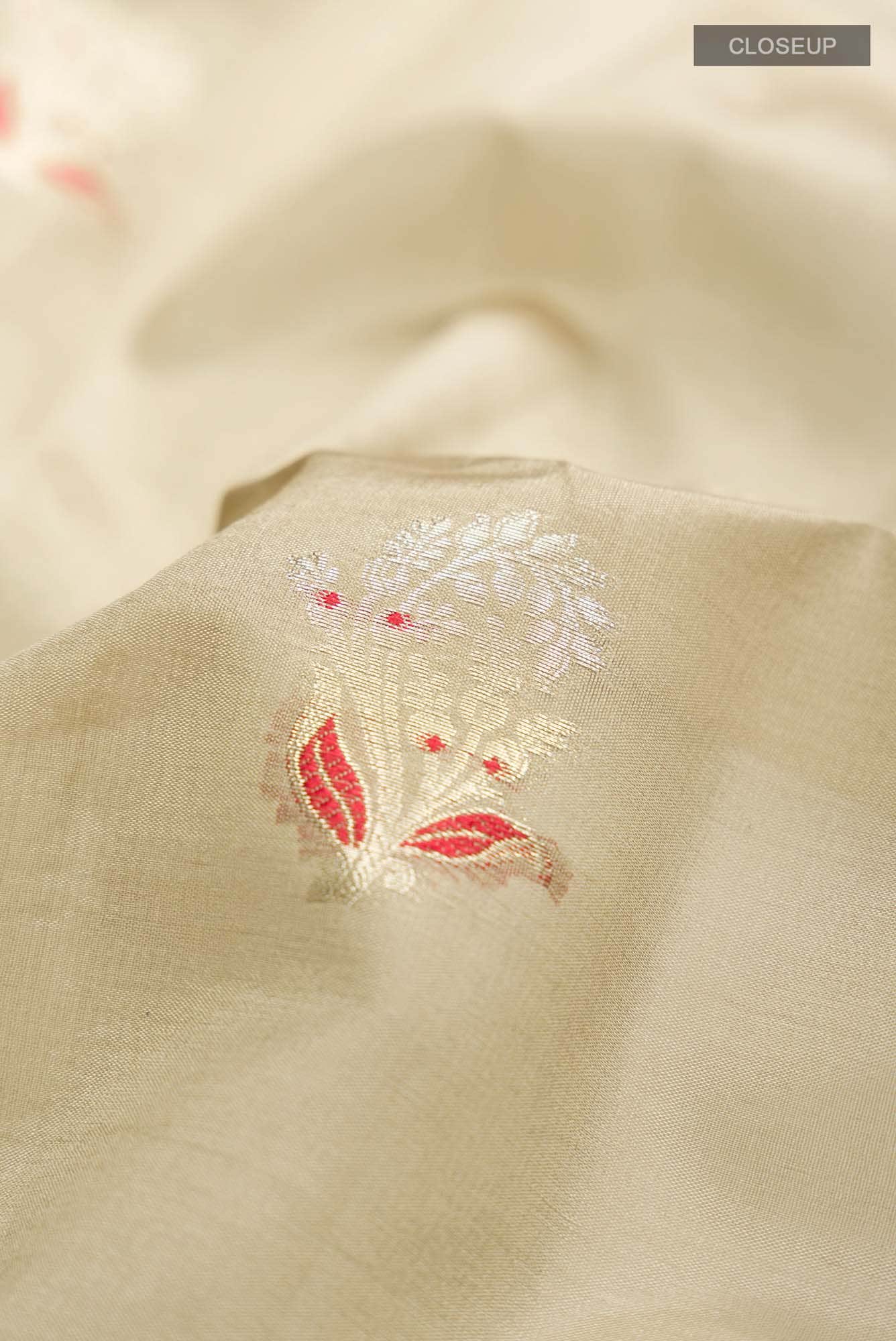 Beige Banarasi Raw Silk Saree