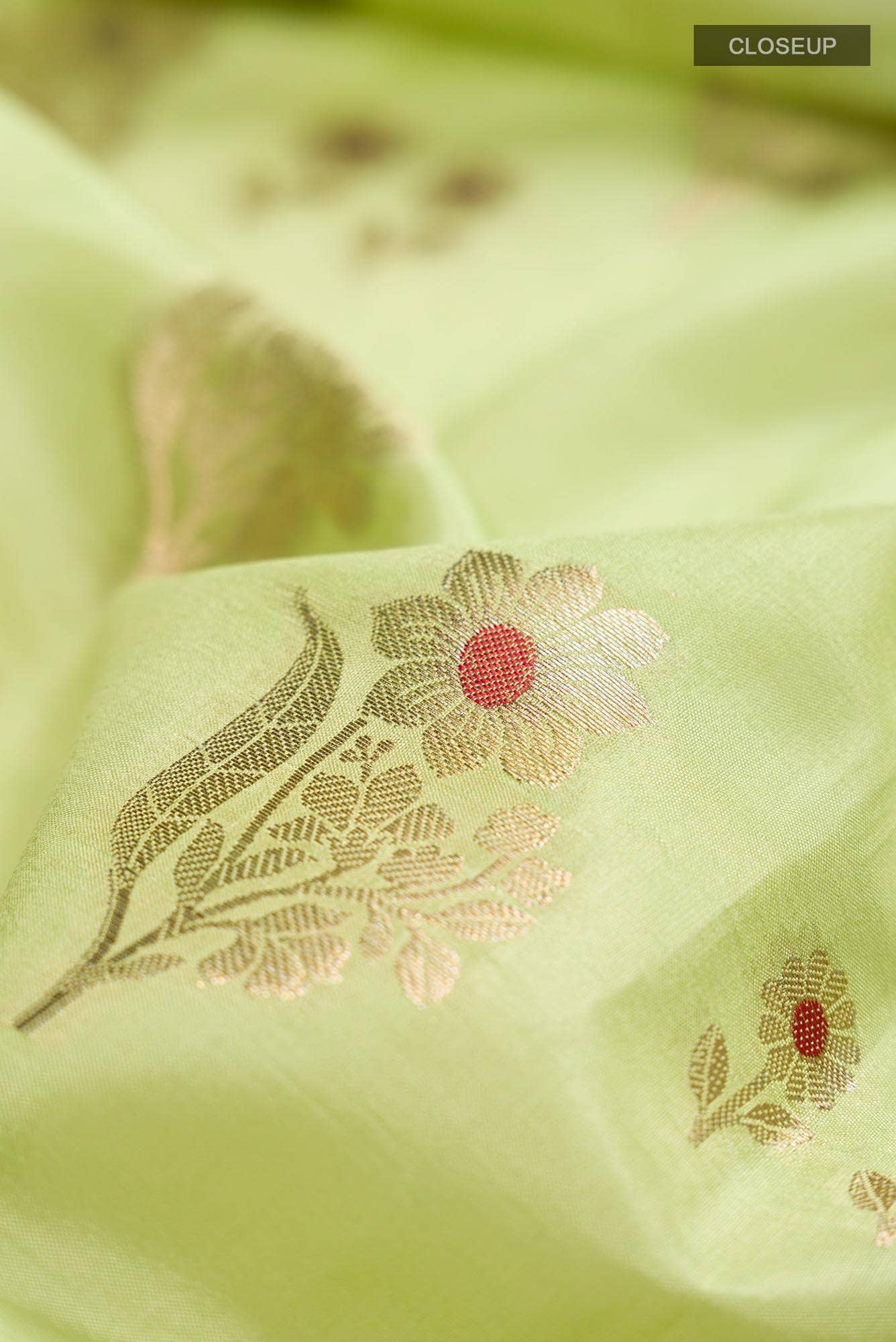 Green Banarasi Raw Silk Saree