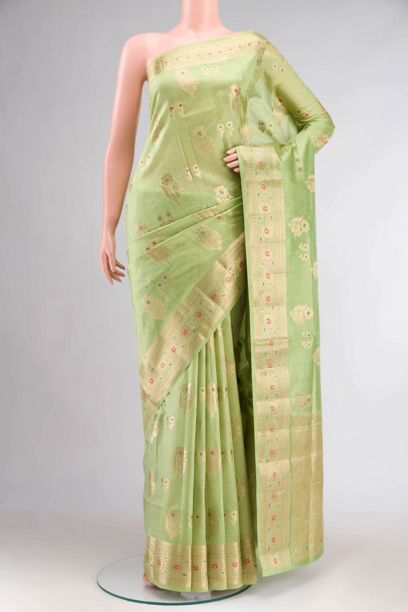 Green Banarasi Raw Silk Saree