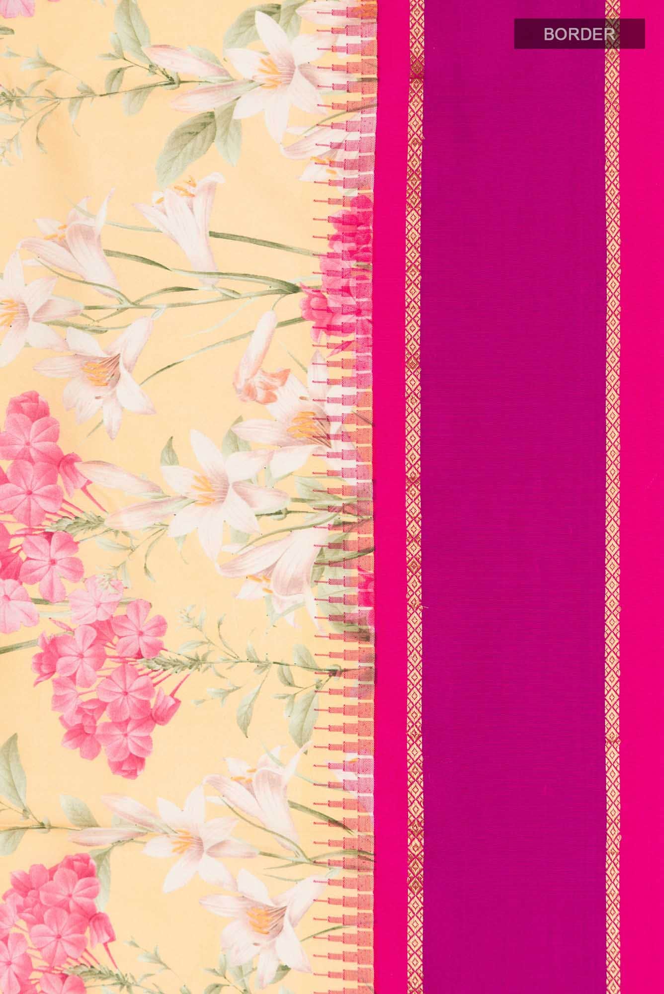 Pink Printed Silk Saree