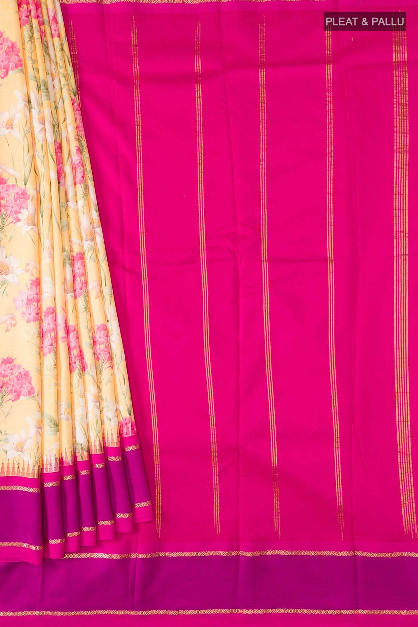 Pink Printed Silk Saree