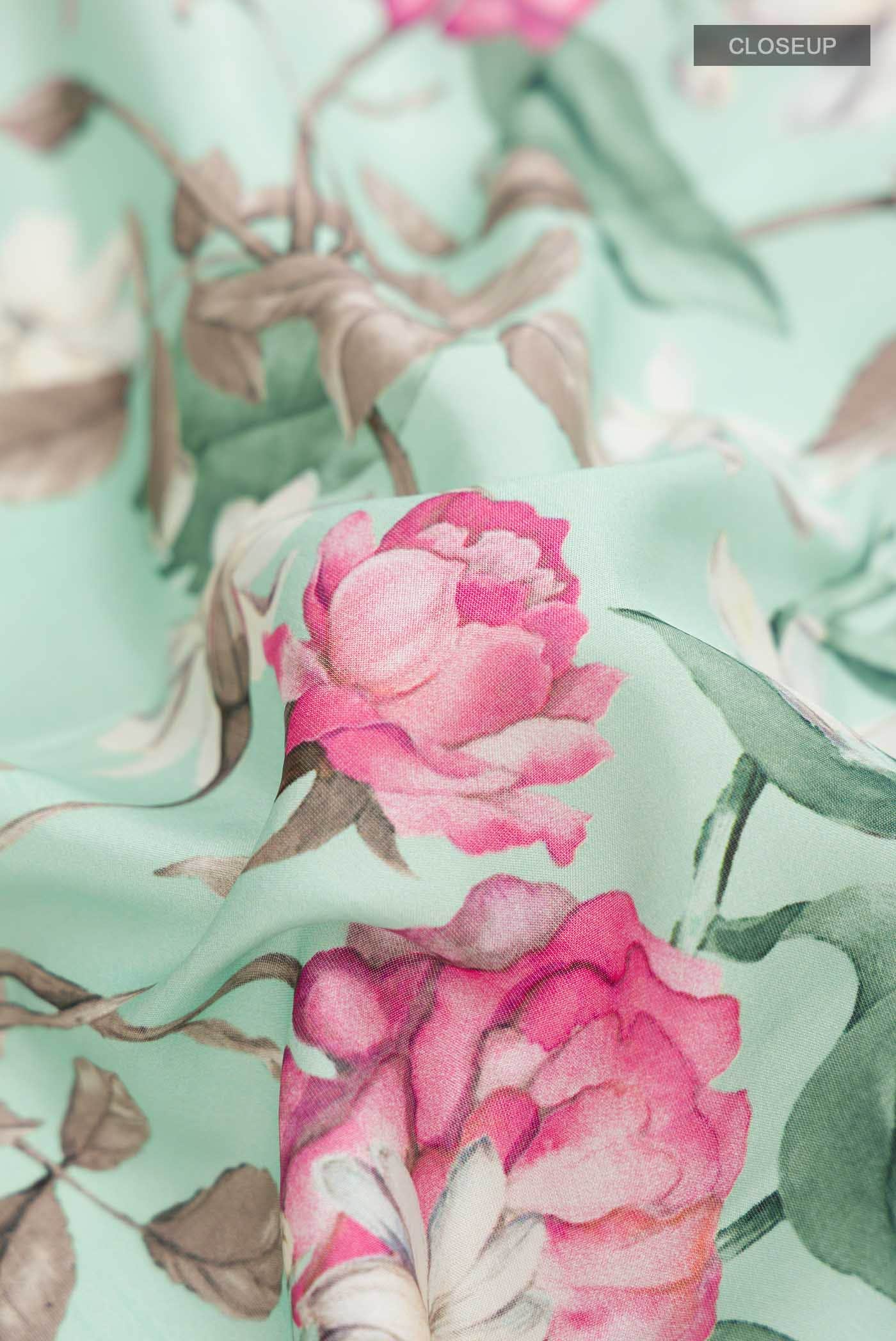 Light Green Printed Silk Saree