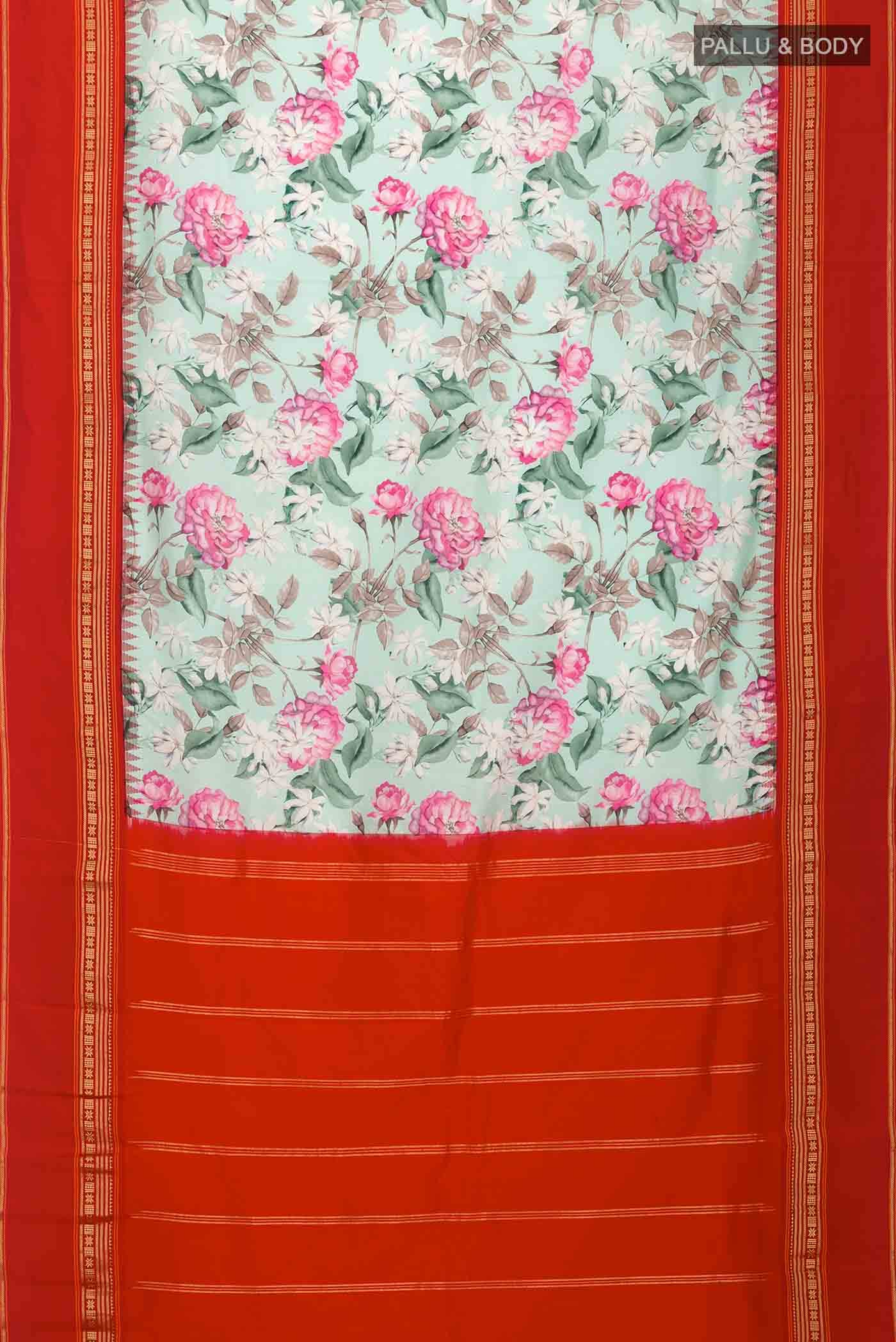 Light Green Printed Silk Saree