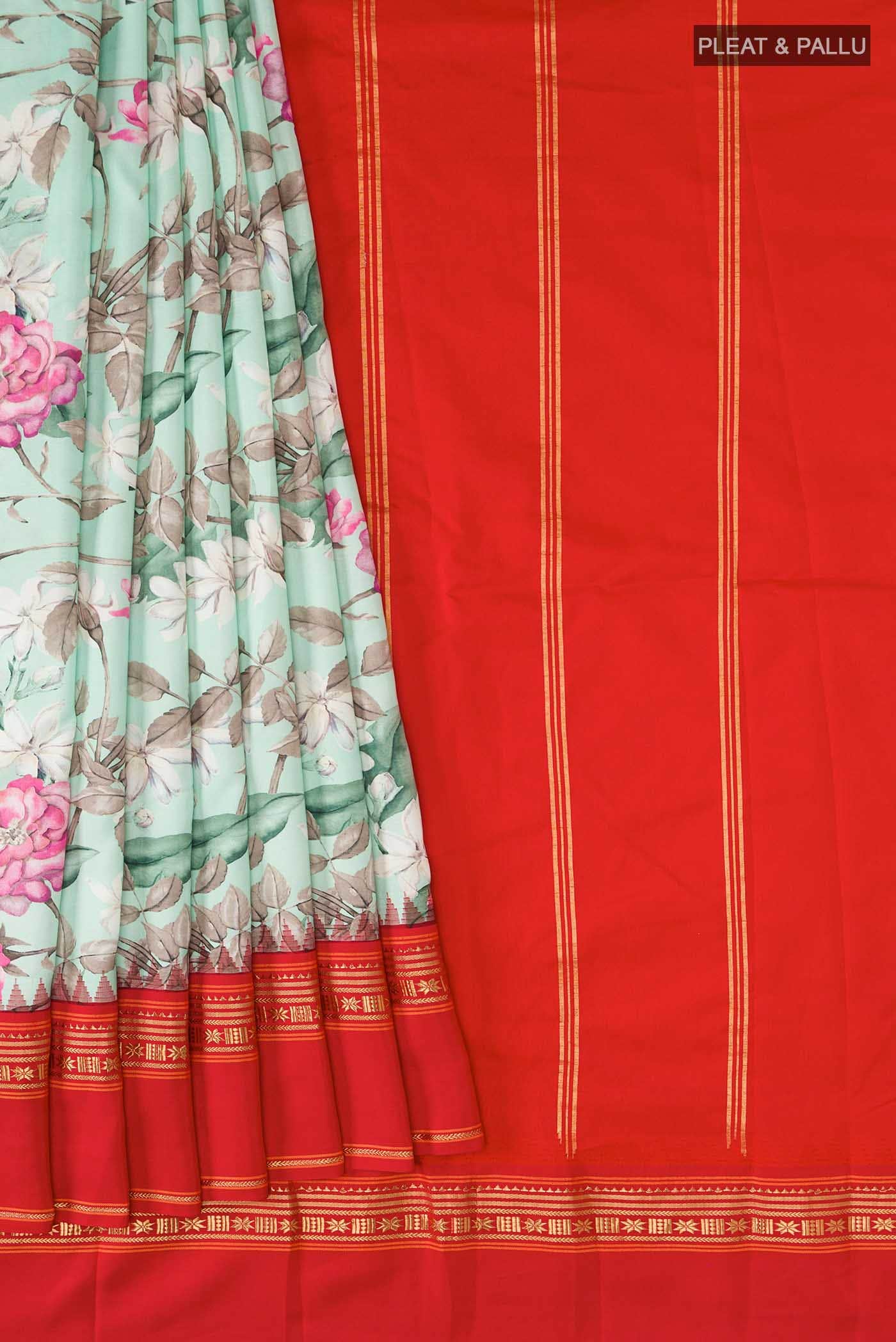 Light Green Printed Silk Saree