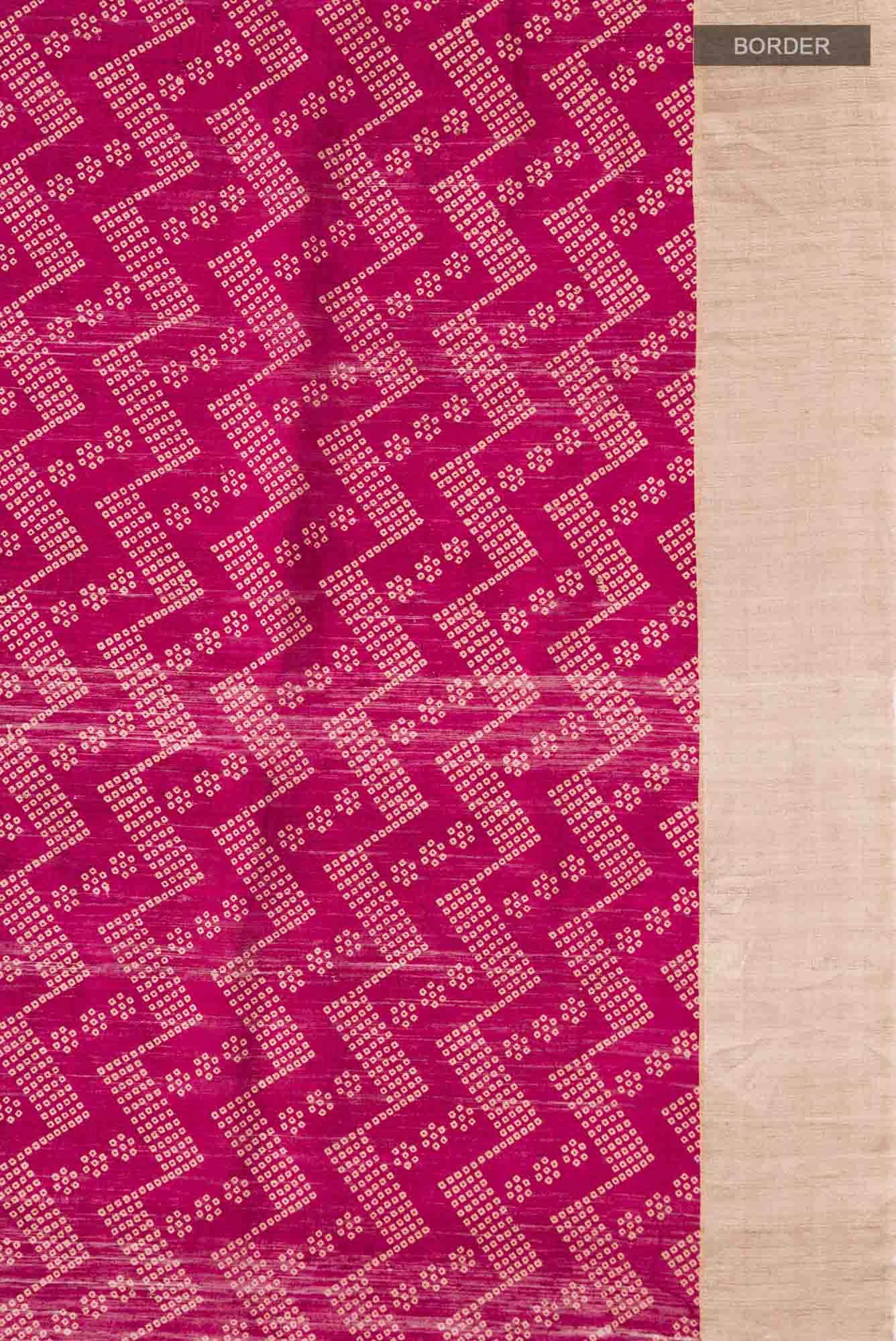 Dark Pink Bhagalpuri Tussar Silk Saree