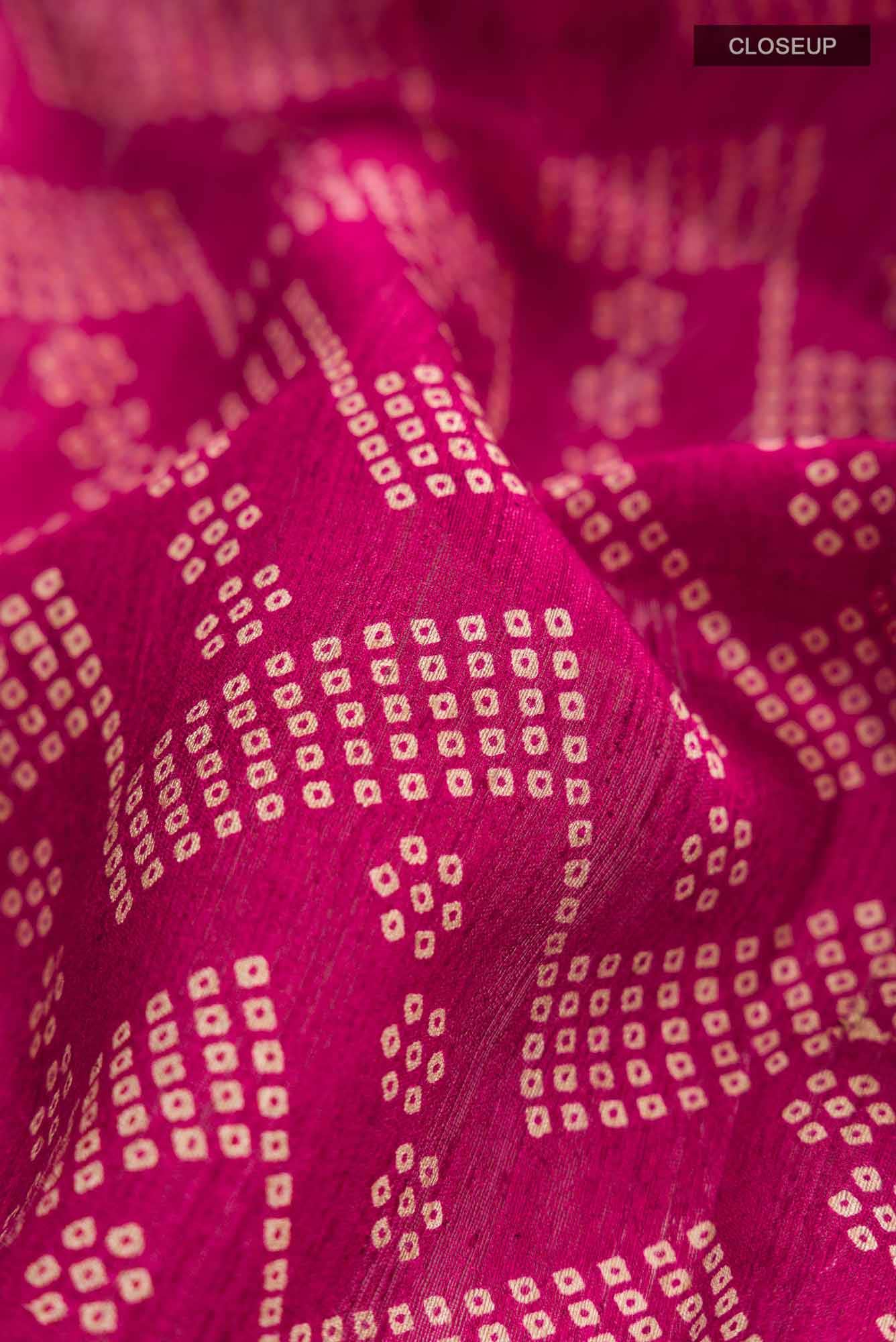 Dark Pink Bhagalpuri Tussar Silk Saree