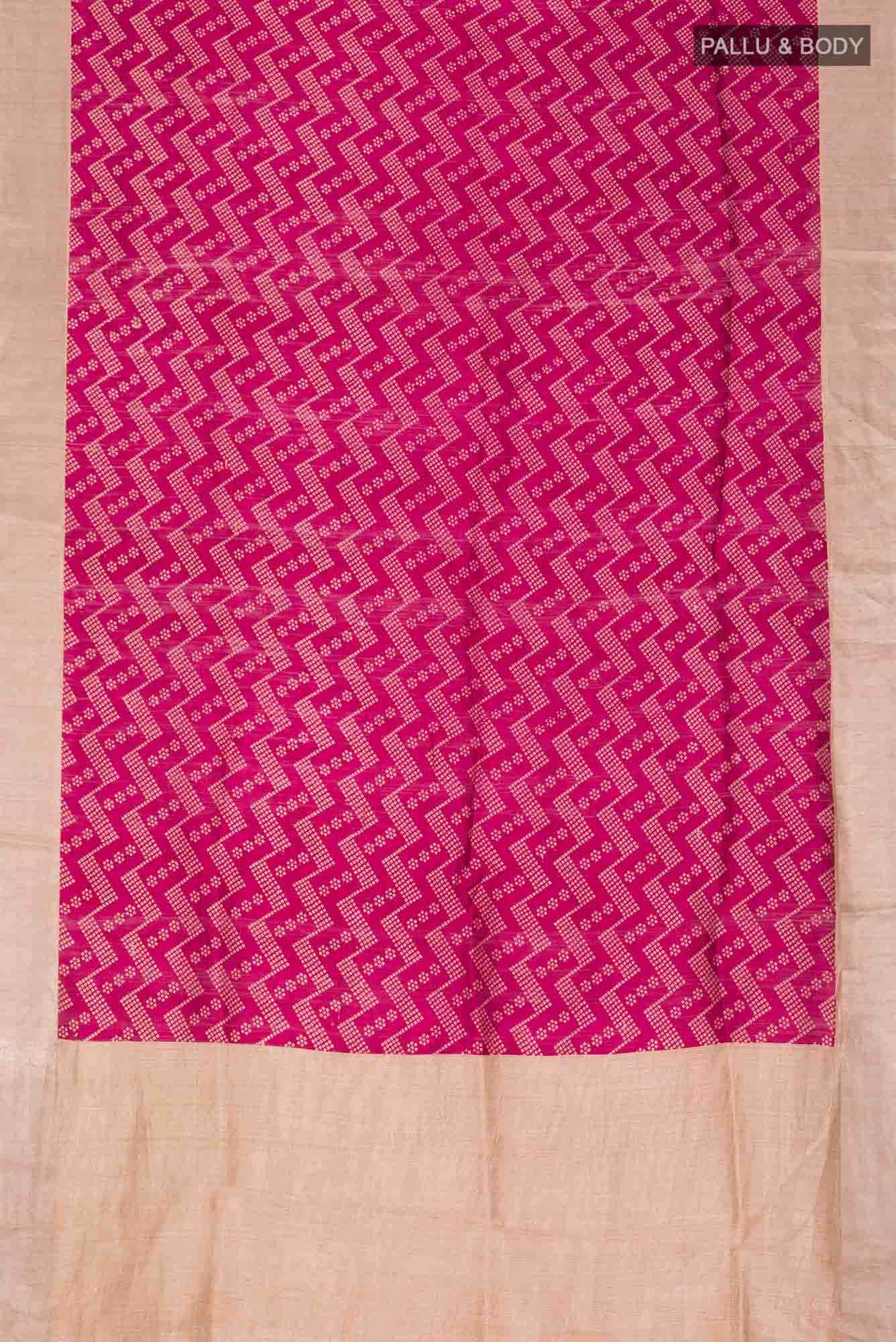 Dark Pink Bhagalpuri Tussar Silk Saree