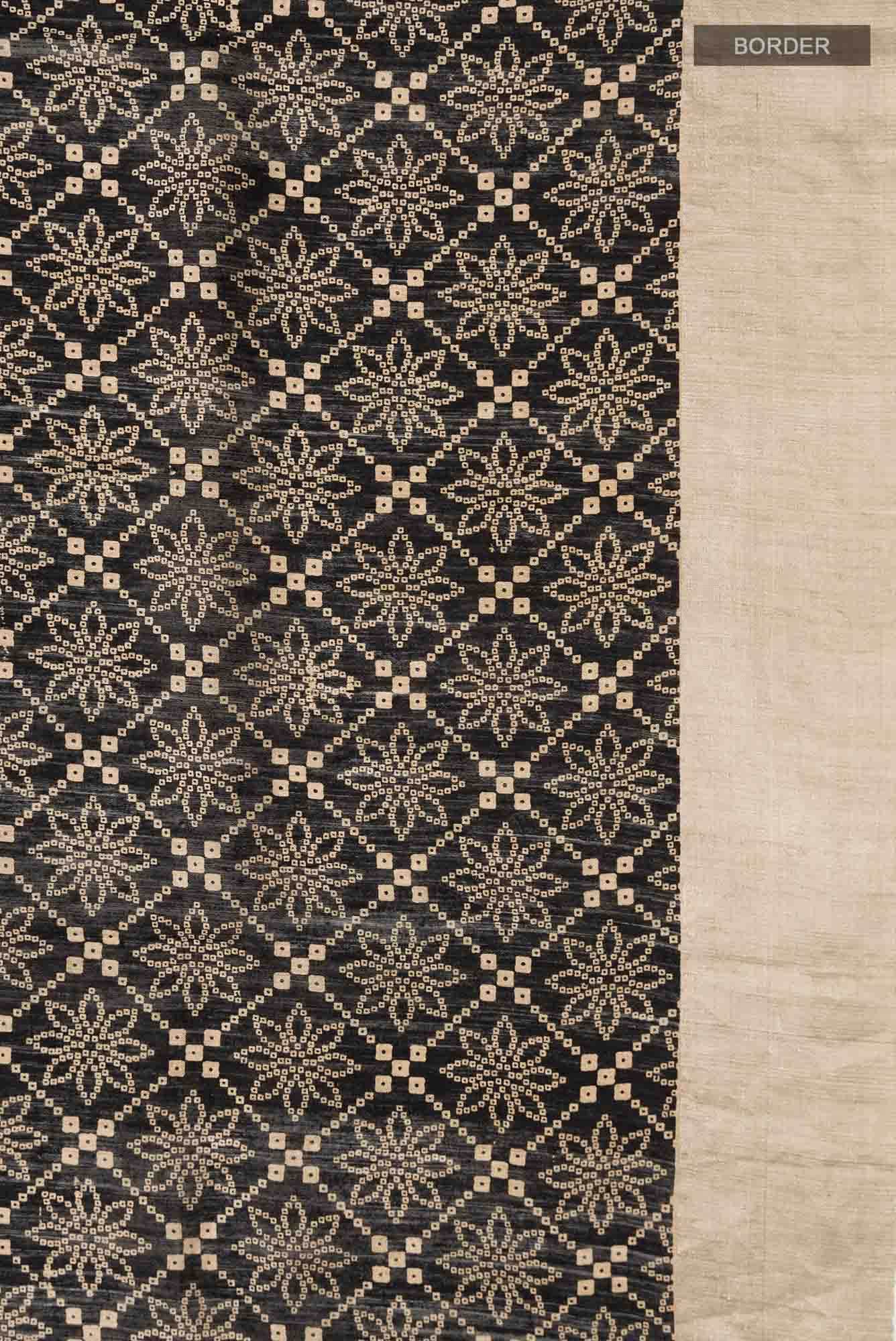 Black Bhagalpuri Tussar Silk Saree