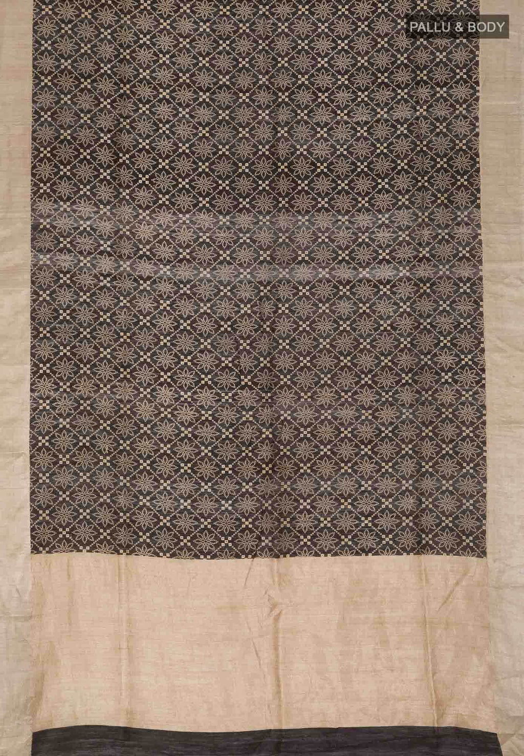 Black Bhagalpuri Tussar Silk Saree