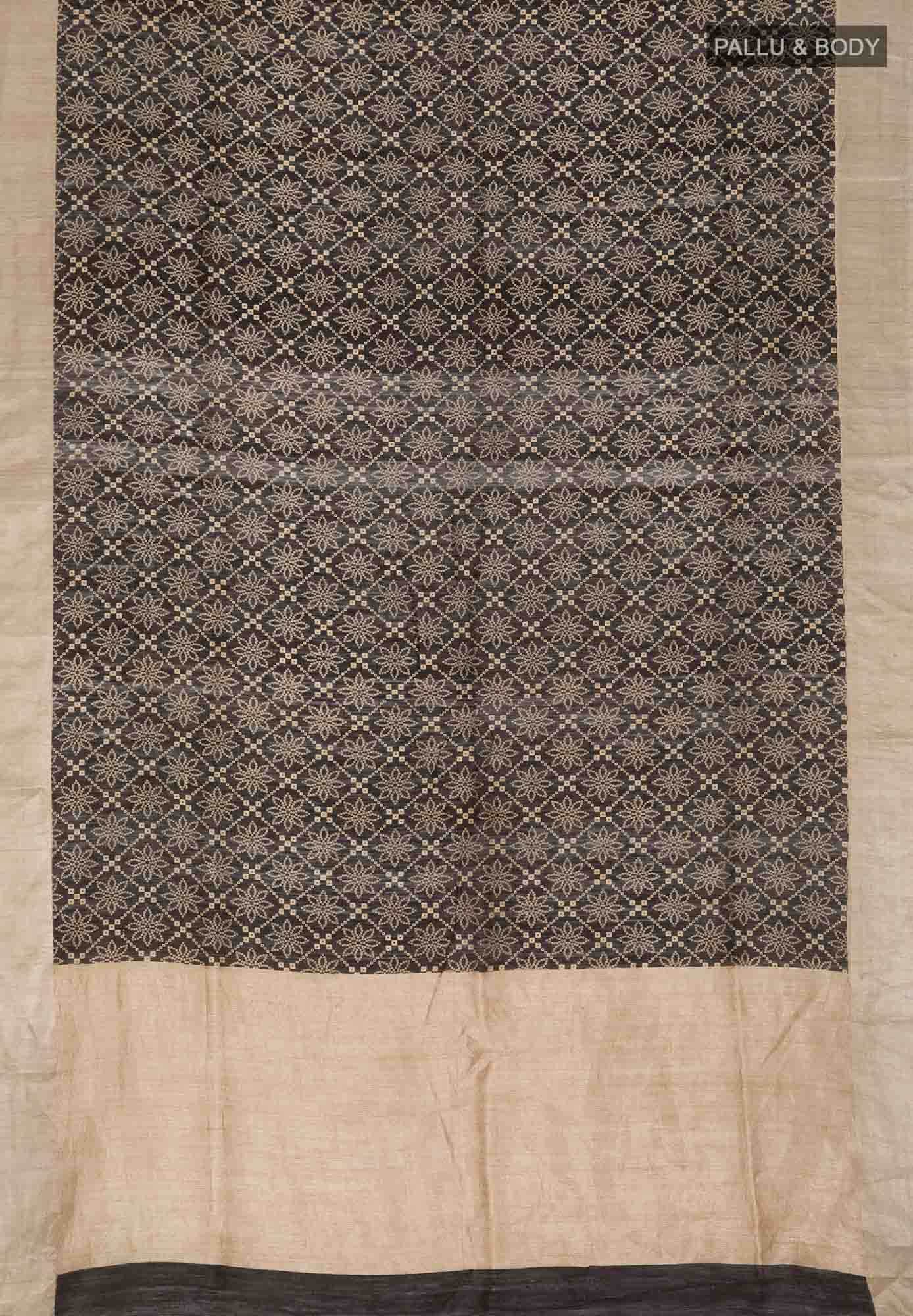 Black Bhagalpuri Tussar Silk Saree