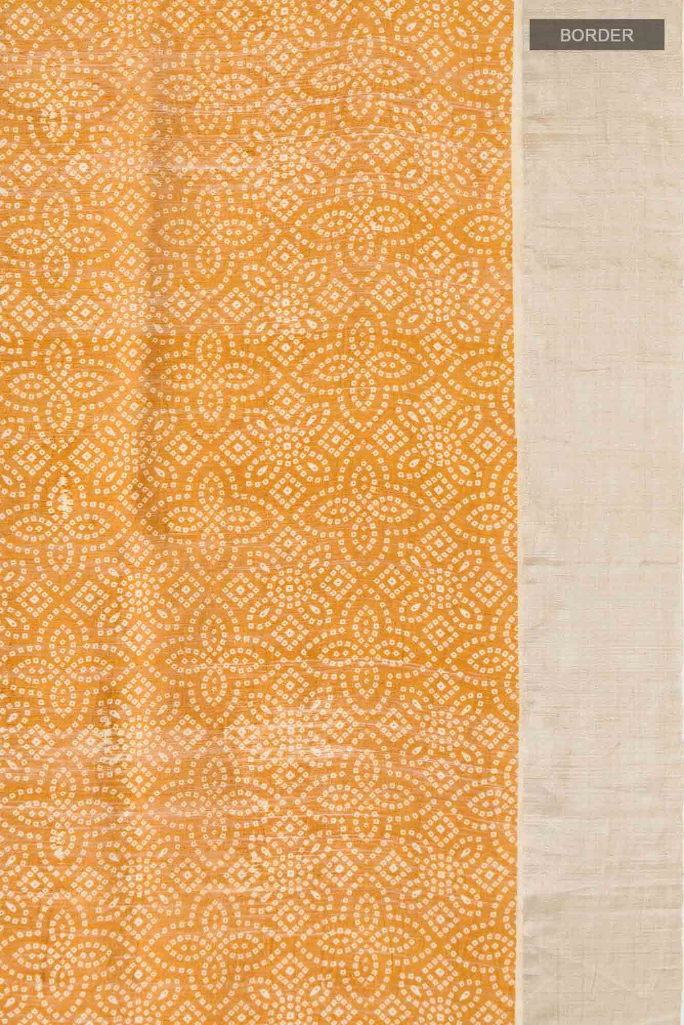 Yellow Bhagalpuri Tussar Silk Saree