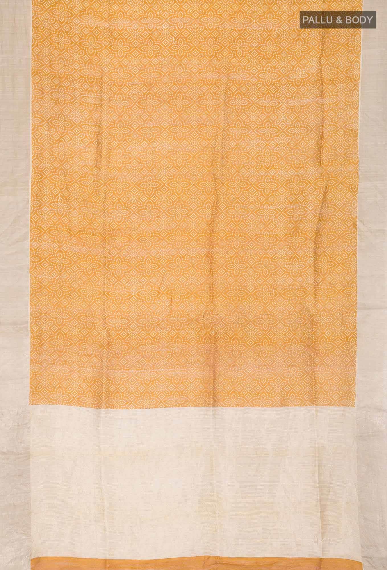 Yellow Bhagalpuri Tussar Silk Saree