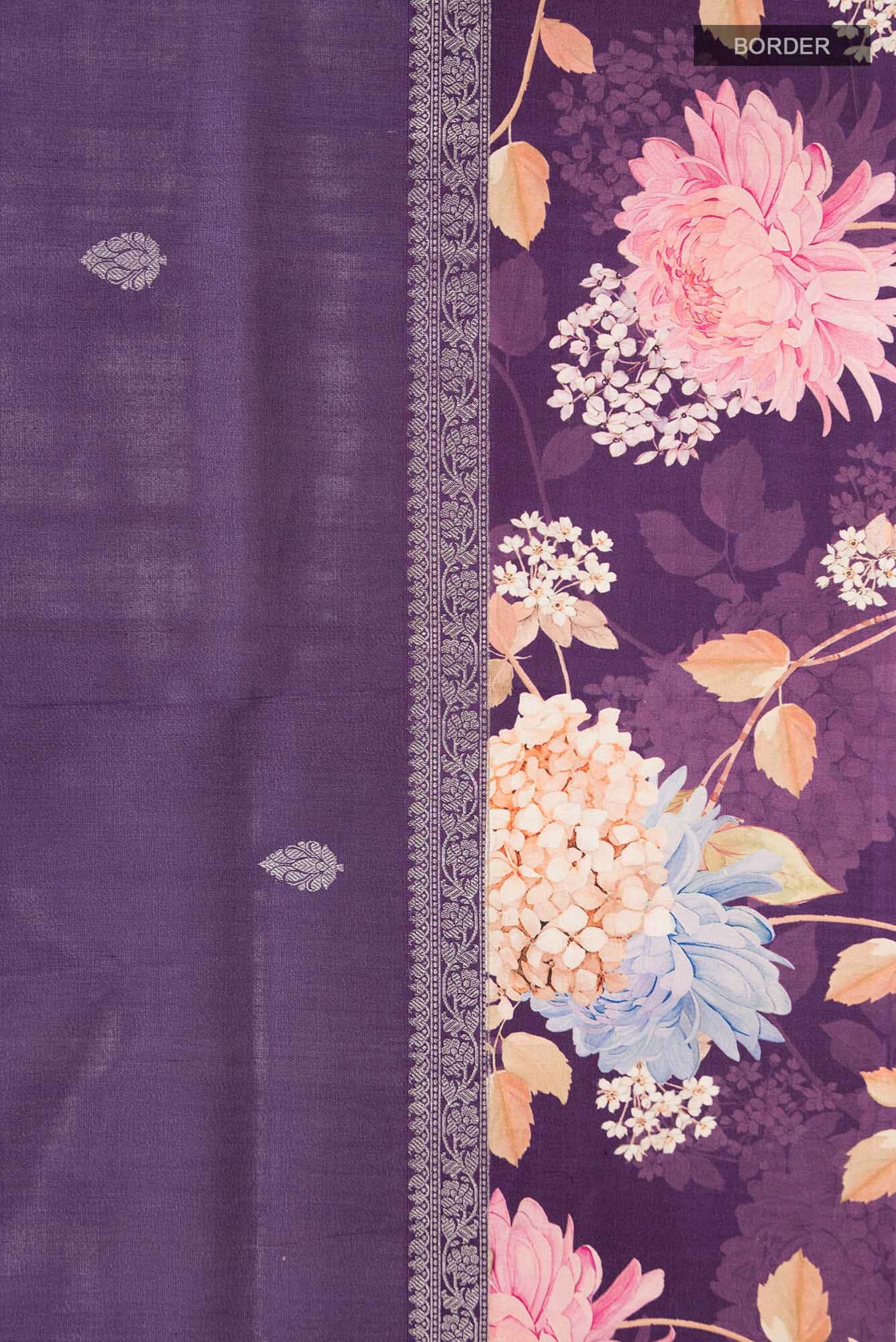 Purple Bhagalpuri Tussar Silk Saree