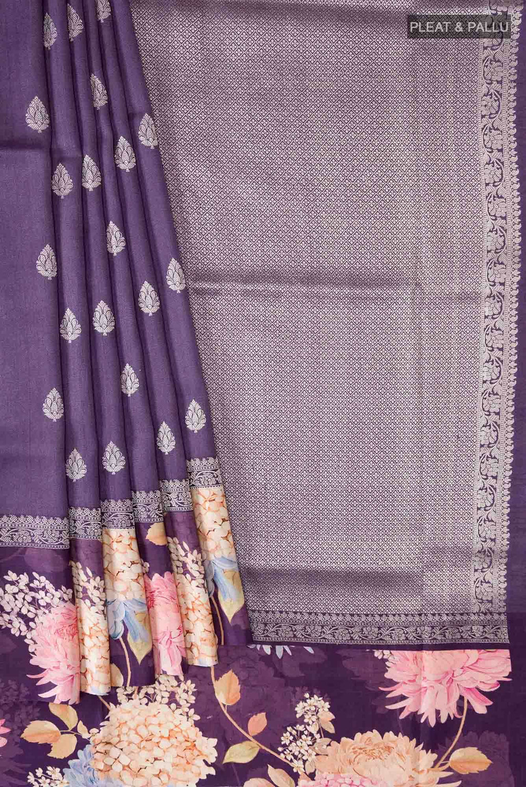 Purple Bhagalpuri Tussar Silk Saree