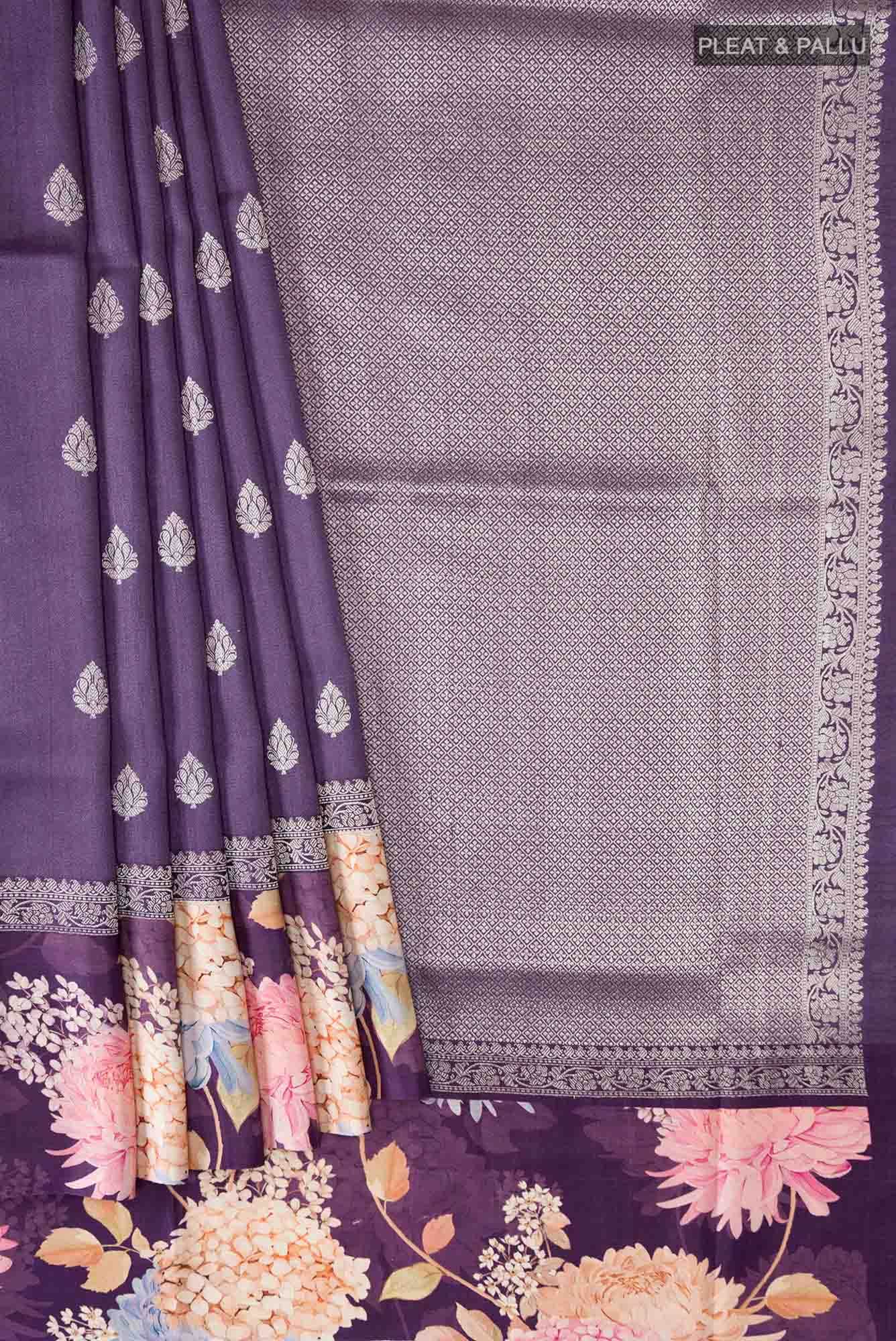 Purple Bhagalpuri Tussar Silk Saree