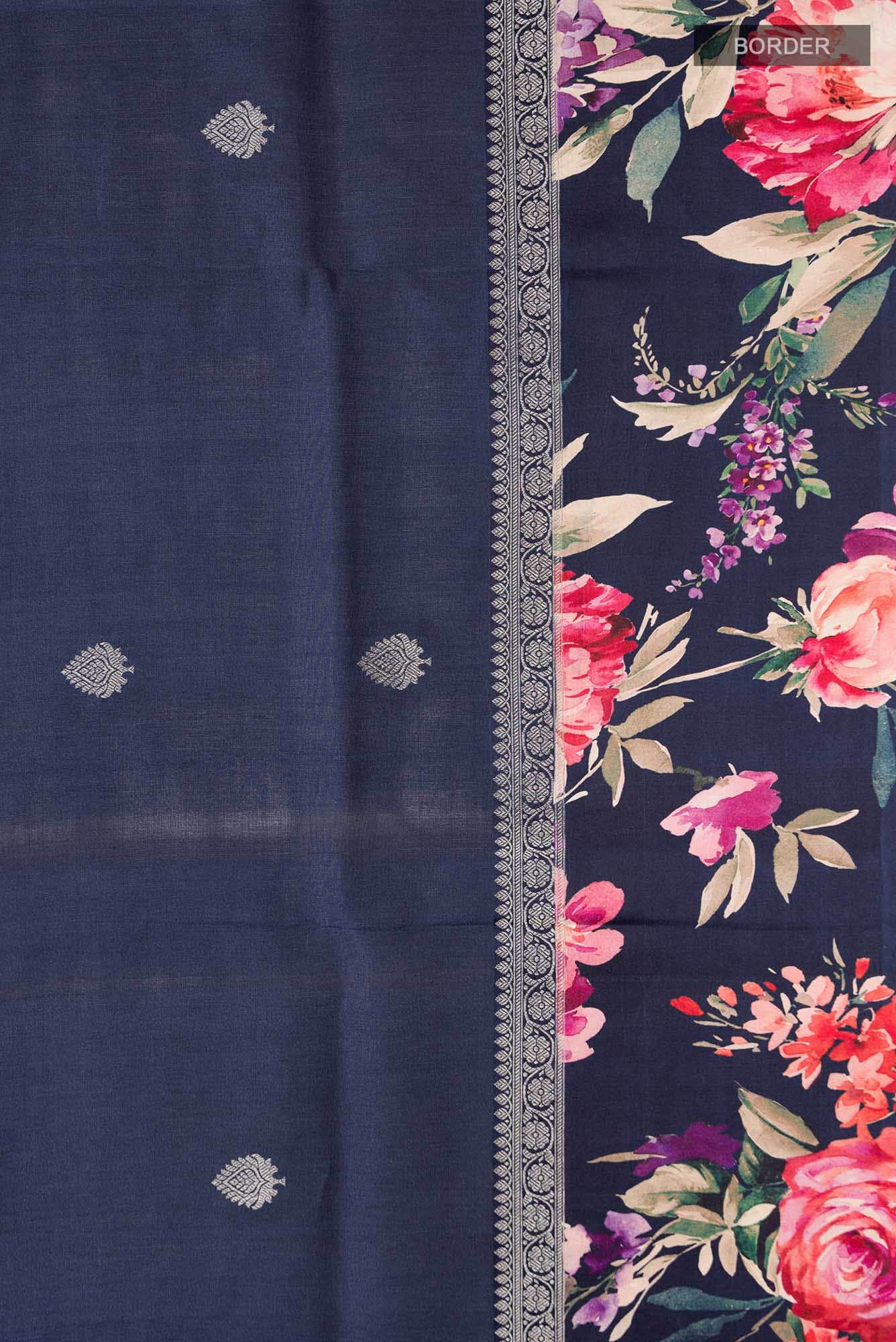 Blue Bhagalpuri Tussar Silk Saree