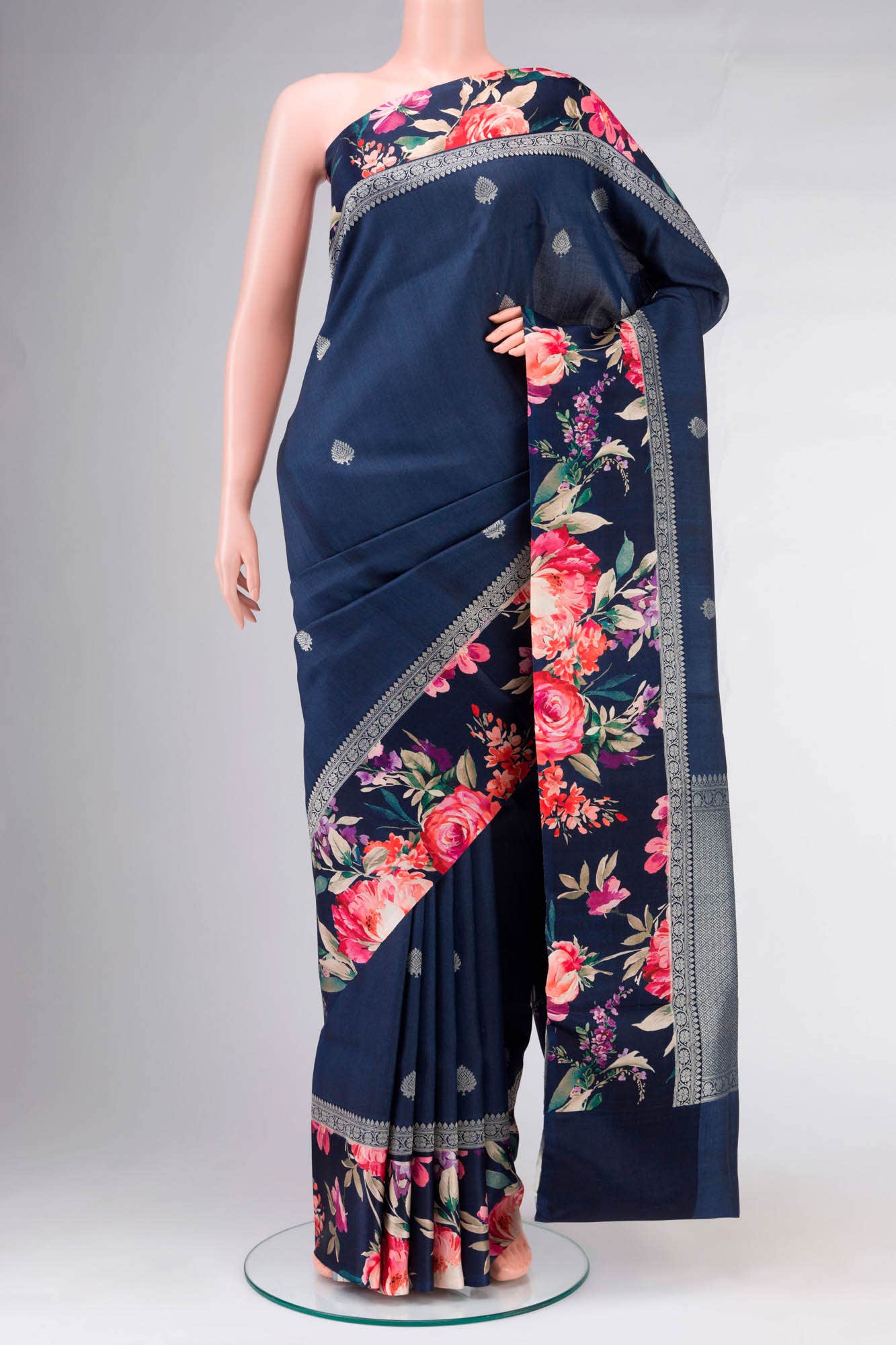 Blue Bhagalpuri Tussar Silk Saree