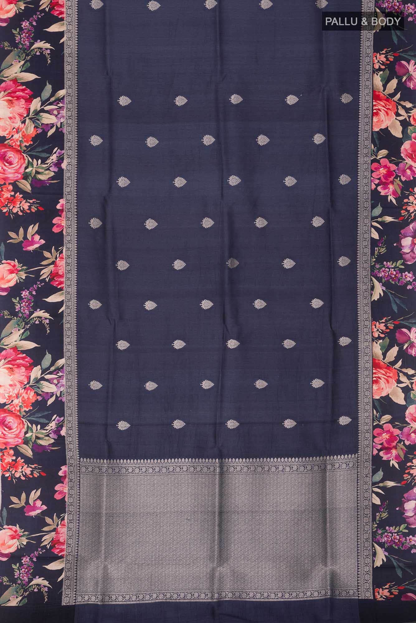 Blue Bhagalpuri Tussar Silk Saree