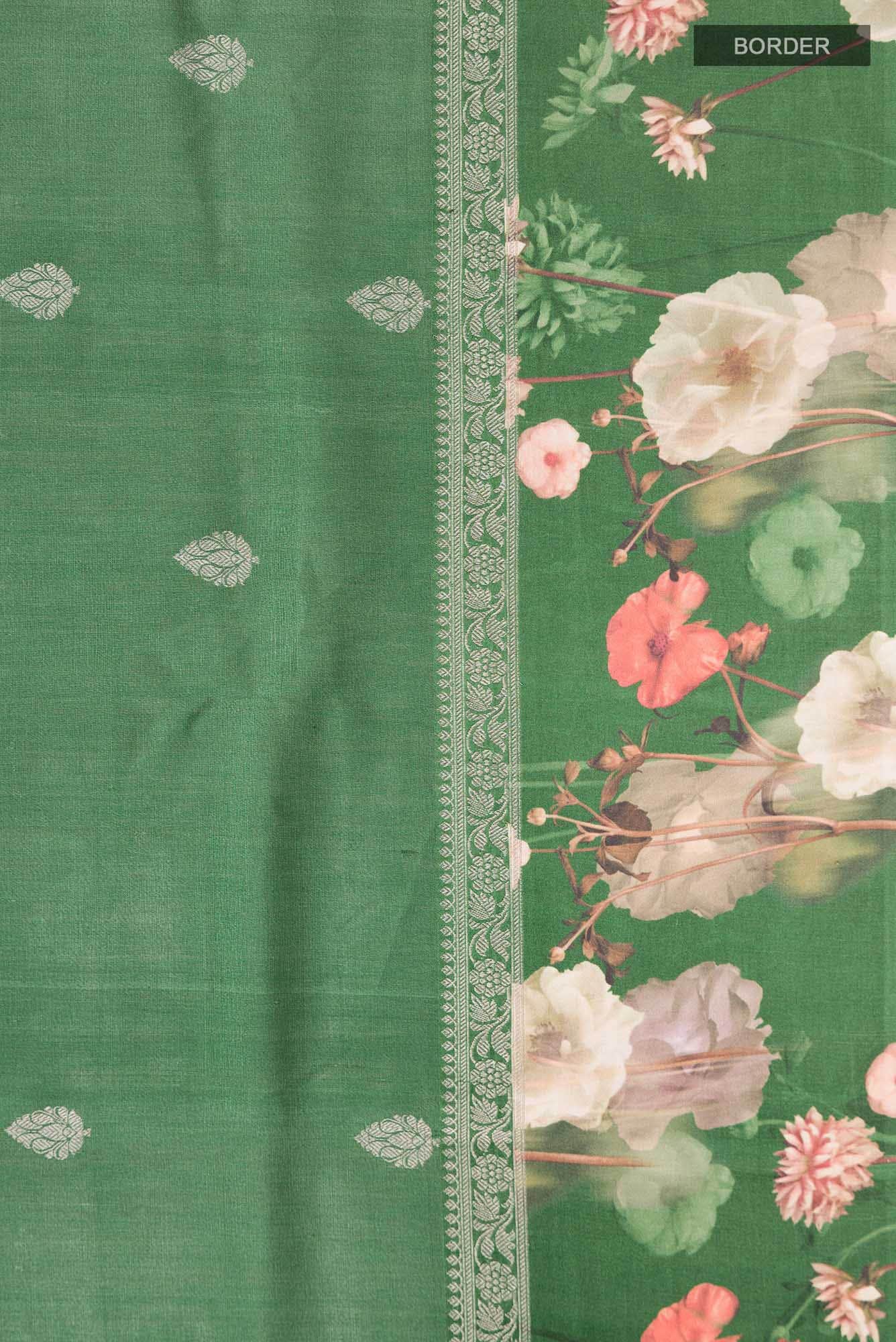 Green Bhagalpuri Tussar Silk Saree