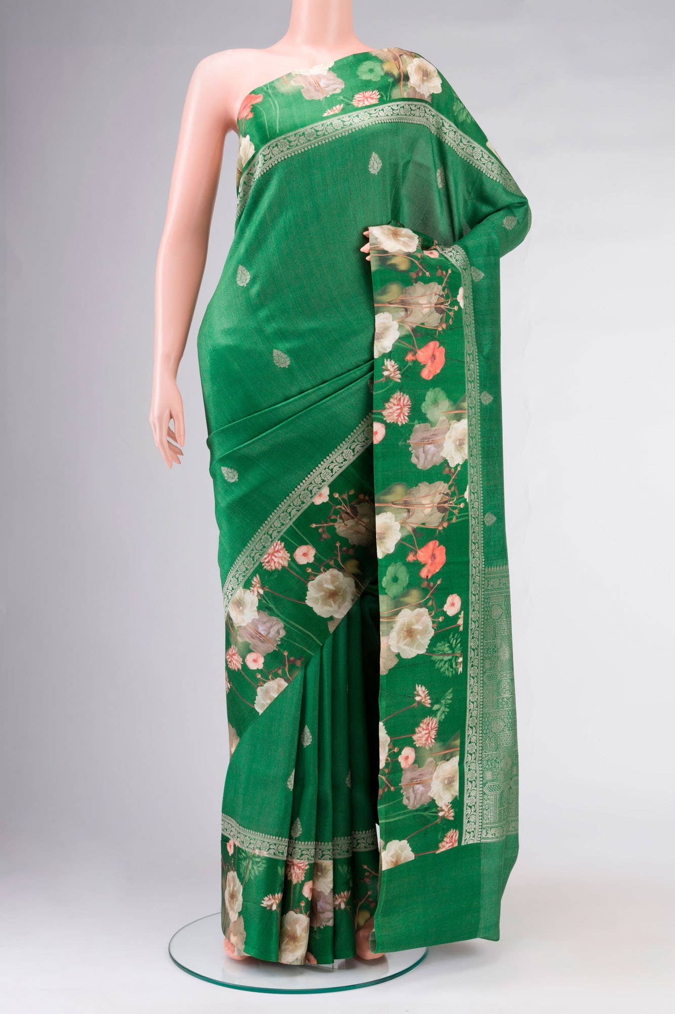 Green Bhagalpuri Tussar Silk Saree