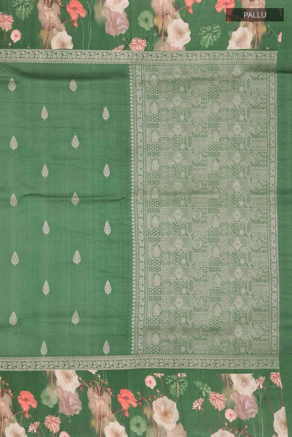 Green Bhagalpuri Tussar Silk Saree